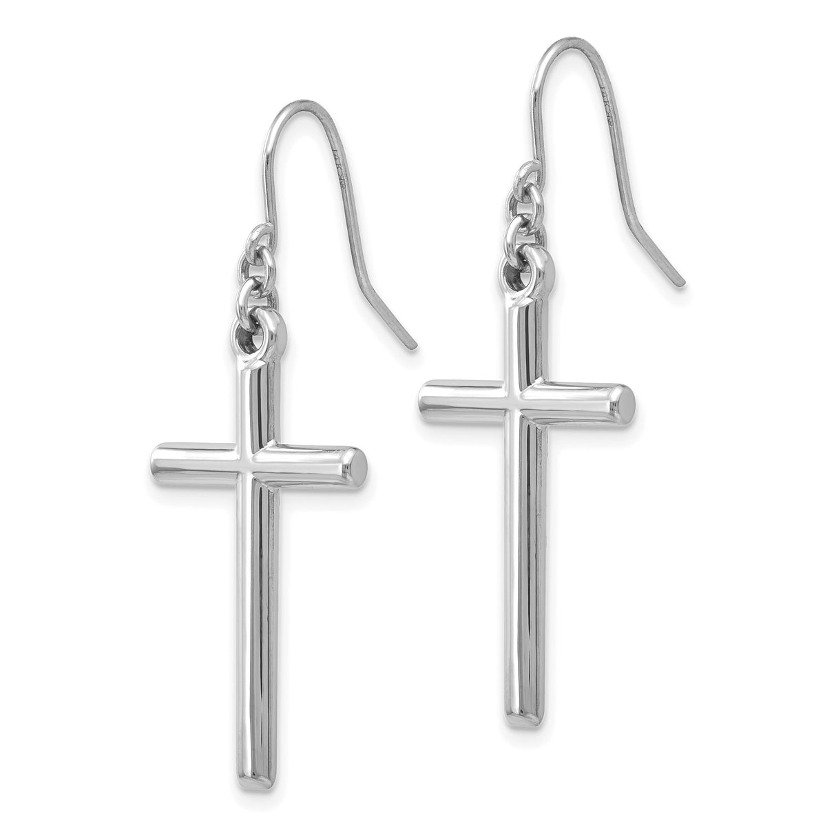 14k White Gold Cross Dangle Earrings, Minimalist Christian Jewelry for Women