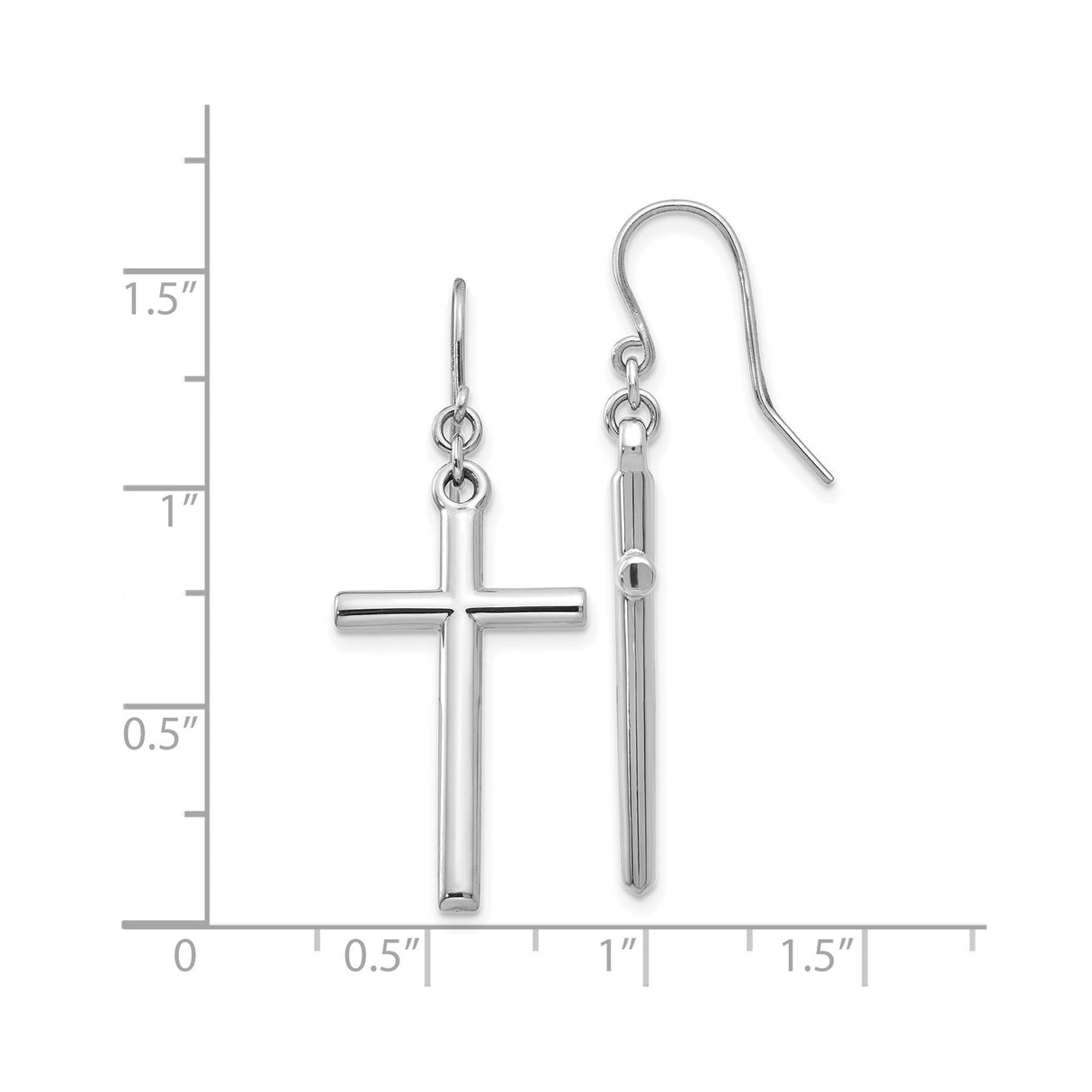 14k White Gold Cross Dangle Earrings, Minimalist Christian Jewelry for Women