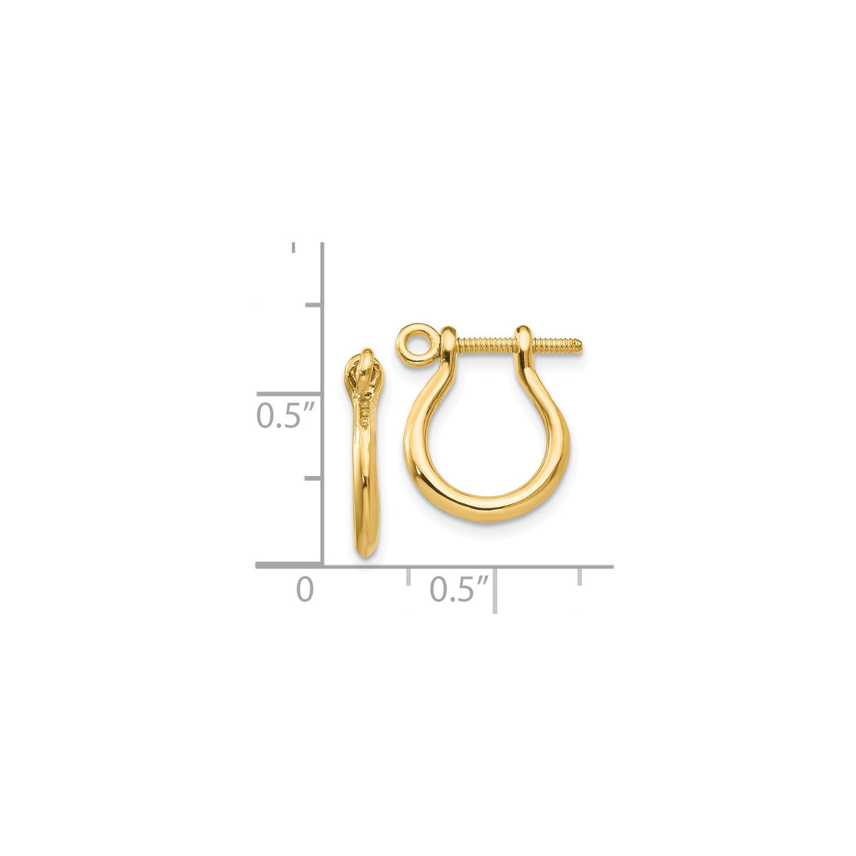 14k Yellow Gold Hoop Earrings, Horseshoe Minimalist Design, Screw Back Clasp