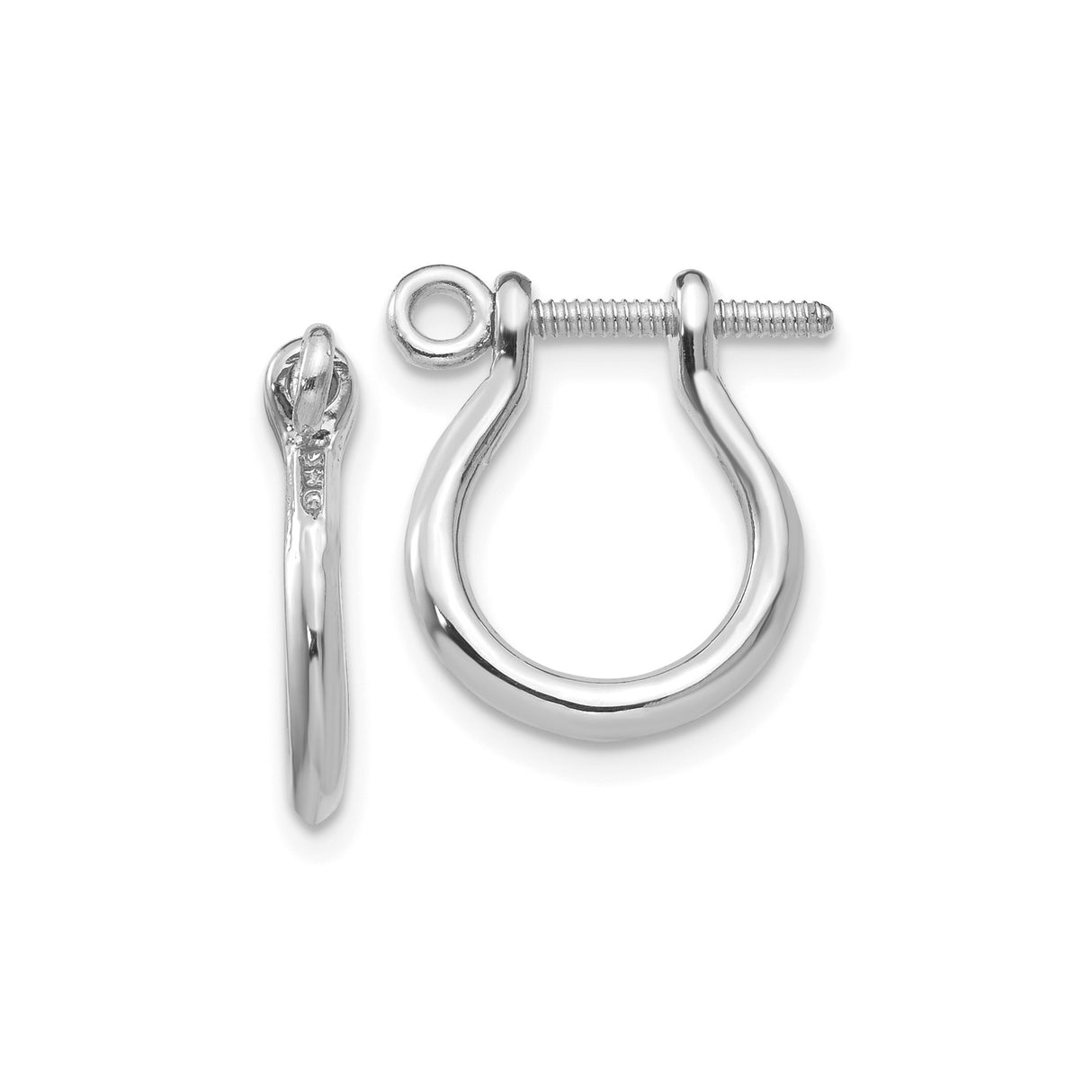 14k White Gold Shackle Pendant with Screw Detail, Nautical Mechanical Design for Men