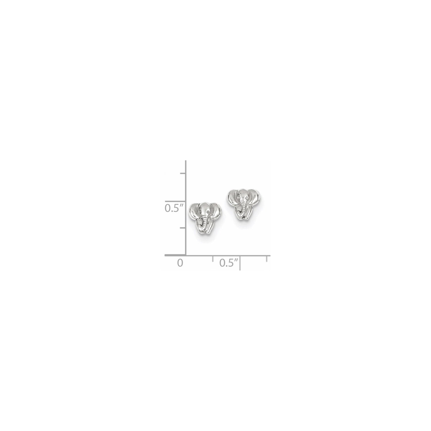 14k White Gold Elephant Stud Earrings, Animal Design Symbolizing Strength and Good Luck