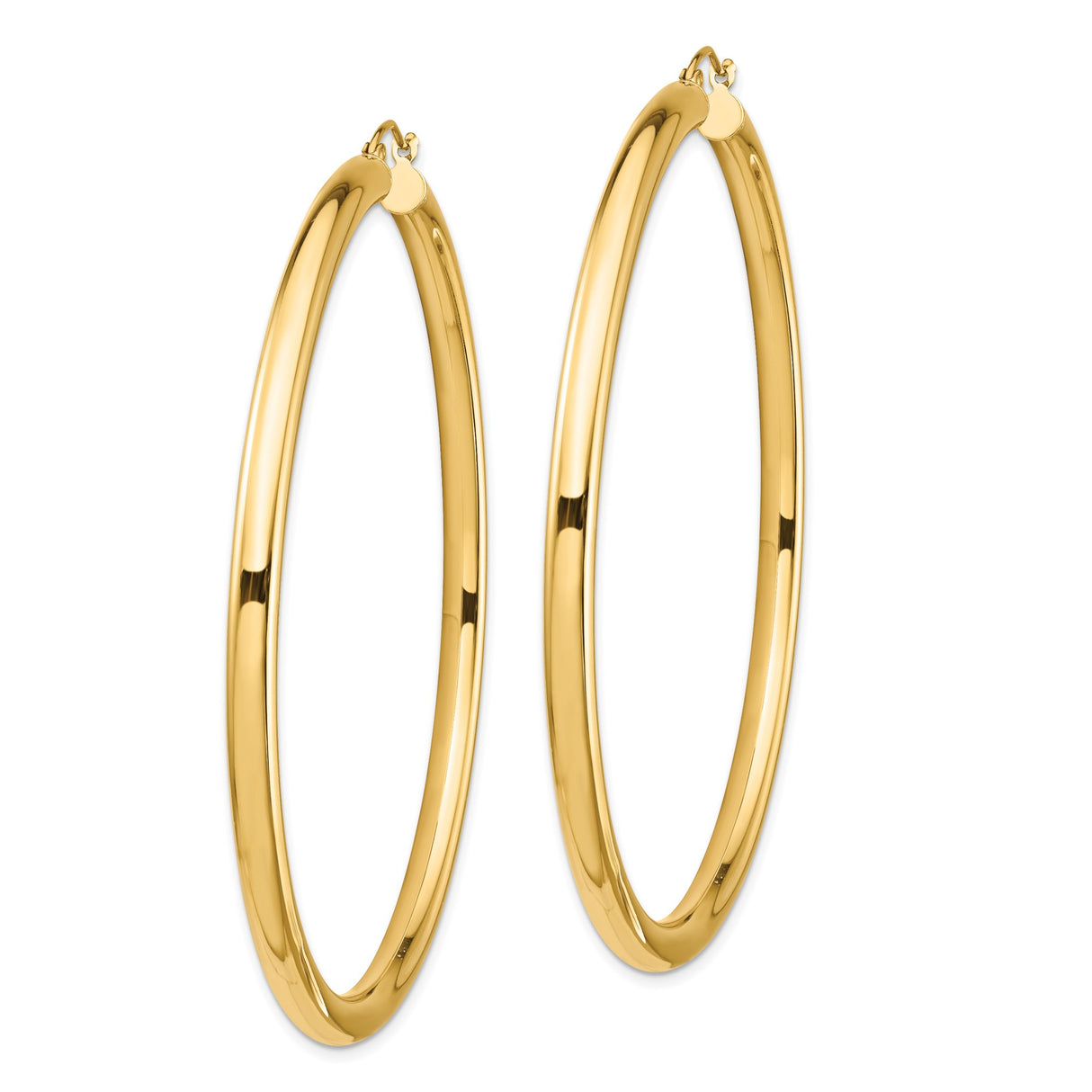 14k Yellow Gold Hoop Earrings, Classic Round Polished Hoops, Lightweight Minimalist Design