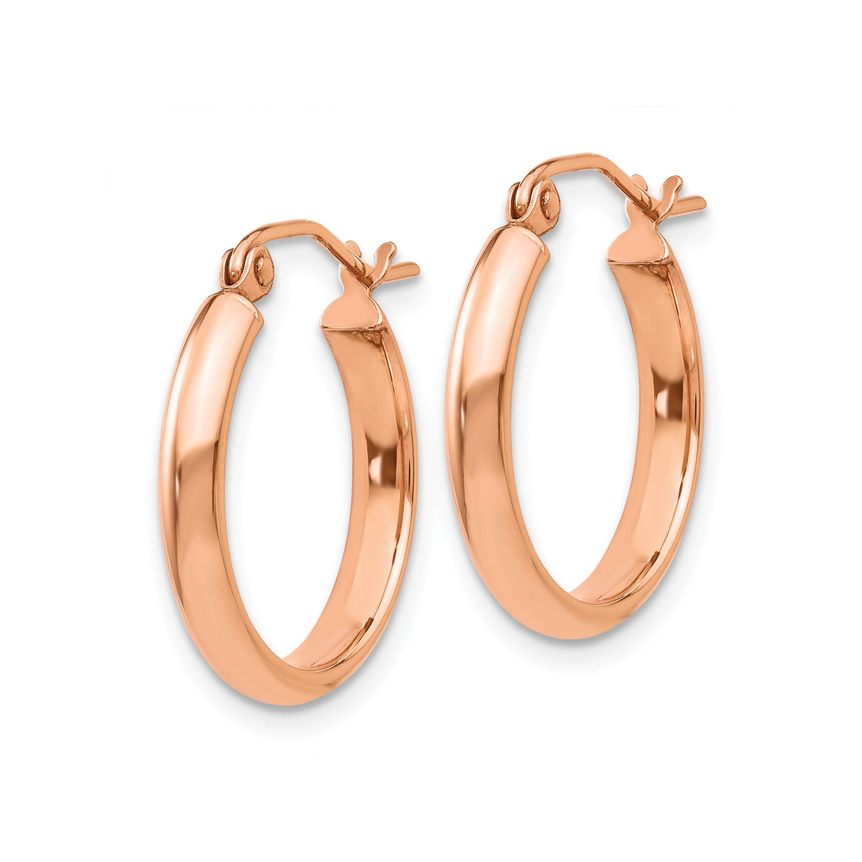 14k Rose Gold Hoop Earrings, Classic Round Design with Polished Minimalist Style