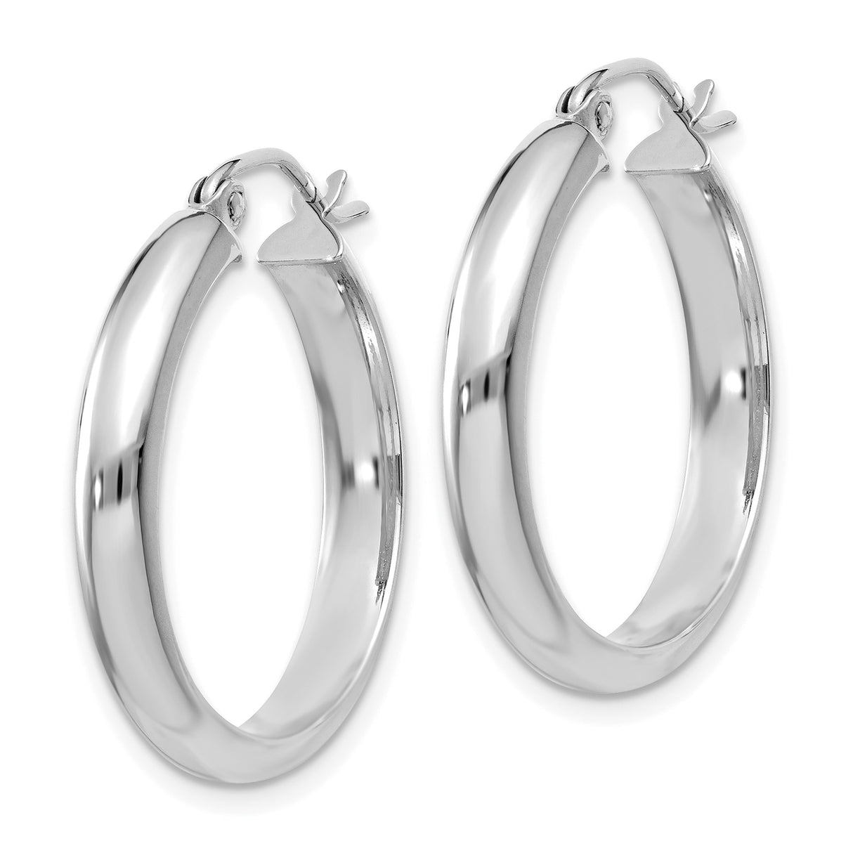 14k White Gold Hoop Earrings, Polished Finish, Hinged Closure, Classic Minimalist Style