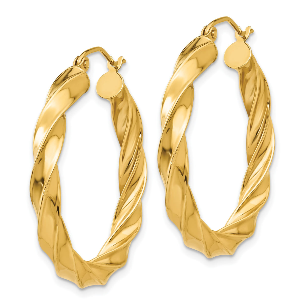 14k Yellow Gold Twisted Hoop Earrings, Bold Rope Twist Design, Lightweight Statement Hoops