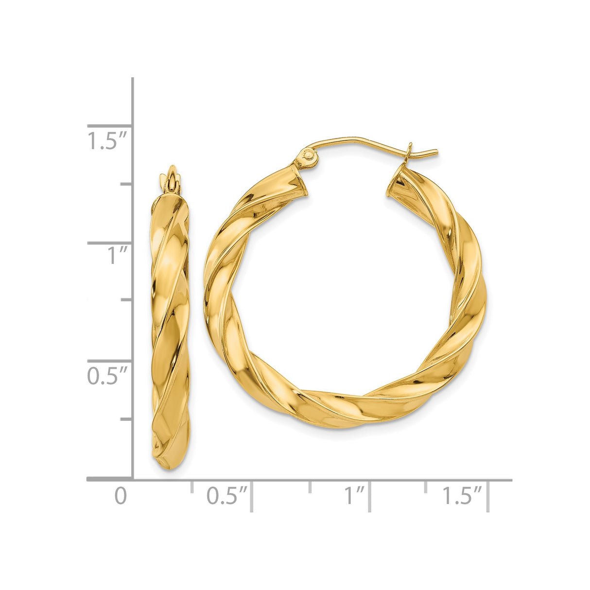 14k Yellow Gold Twisted Hoop Earrings, Bold Rope Twist Design, Lightweight Statement Hoops