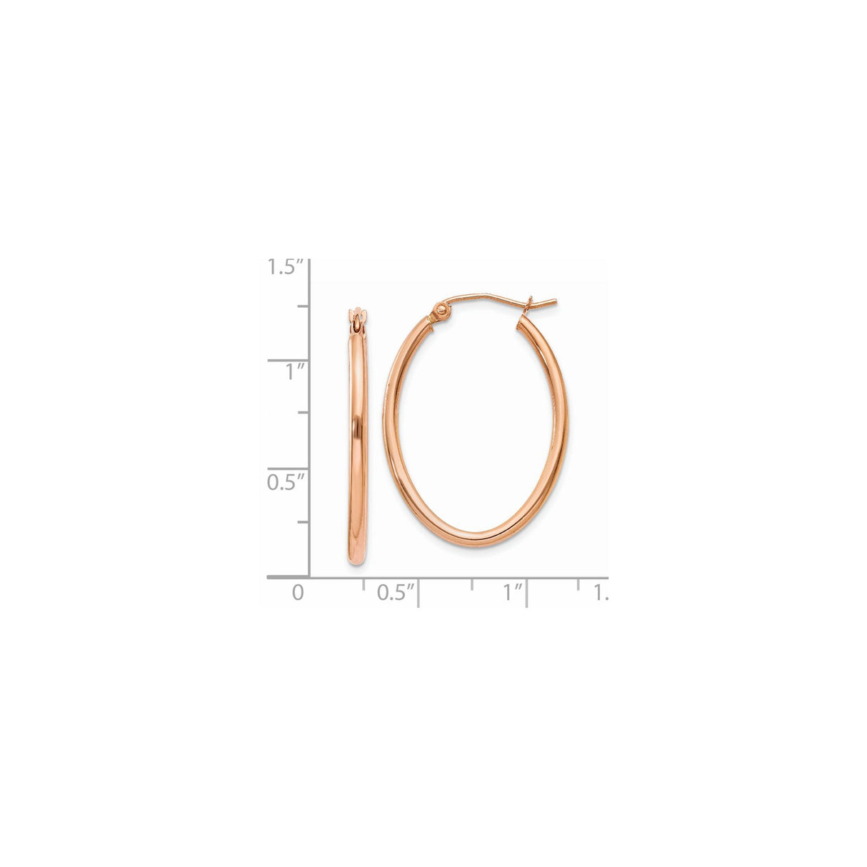14k Rose Gold Oval Hoop Earrings, Polished Minimalist Hinged Hoops for Women