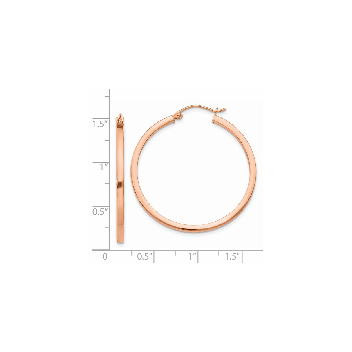 14k Rose Gold Hoop Earrings, Classic Medium Round Polished Hoops, Minimalist Lightweight Design