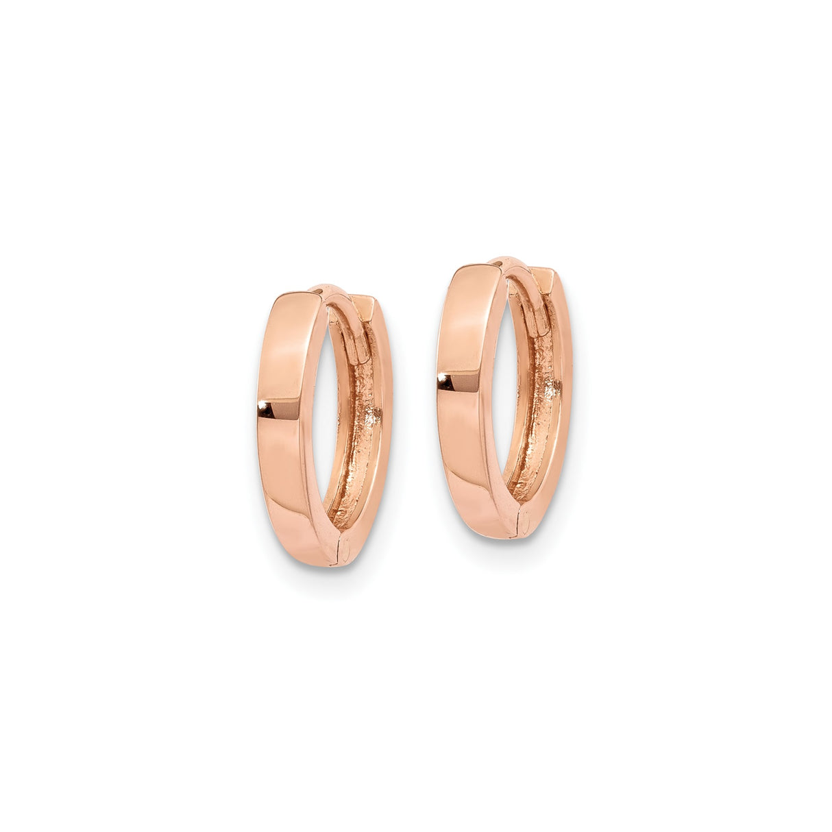 14k Rose Gold Hoop Earrings, Small Polished Minimalist Design for Women or Unisex Wear