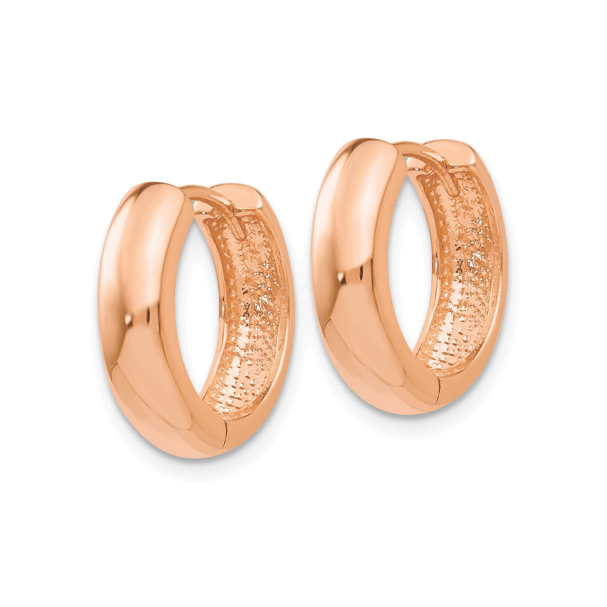 14k Rose Gold Hoop Earrings, Small Polished Hinged Hoops, Minimalist Lightweight Jewelry for Women