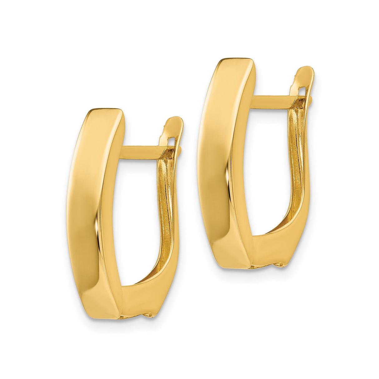 14k Yellow Gold Hoop Earrings, Polished Hinged Hoops, Sleek Minimalist Medium Size Design