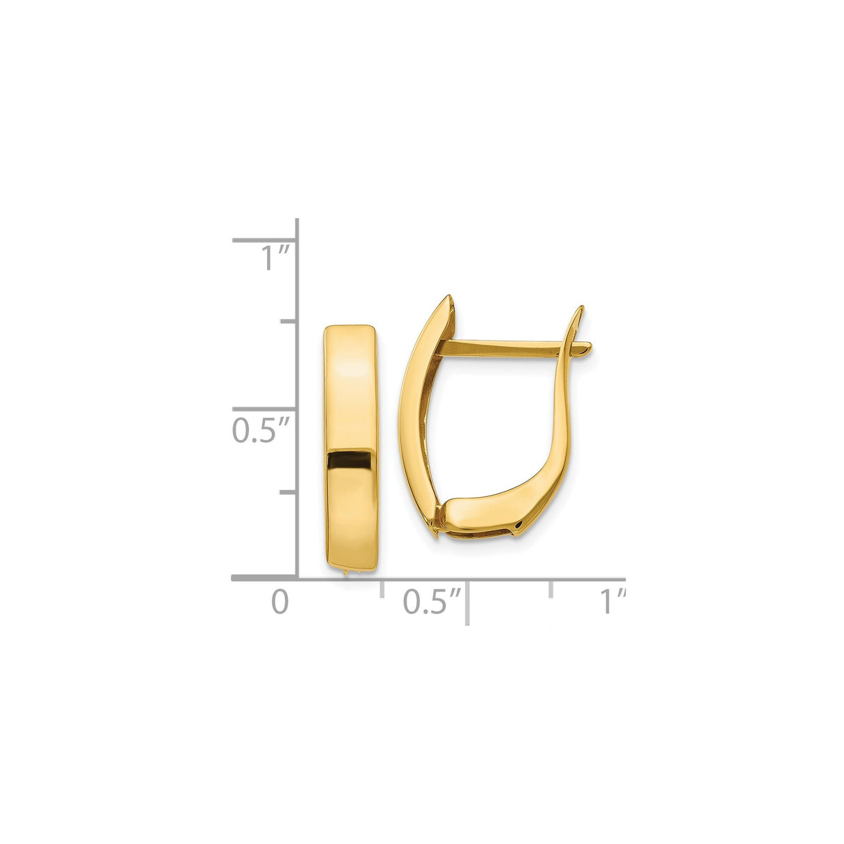 14k Yellow Gold Hoop Earrings, Polished Hinged Hoops, Sleek Minimalist Medium Size Design