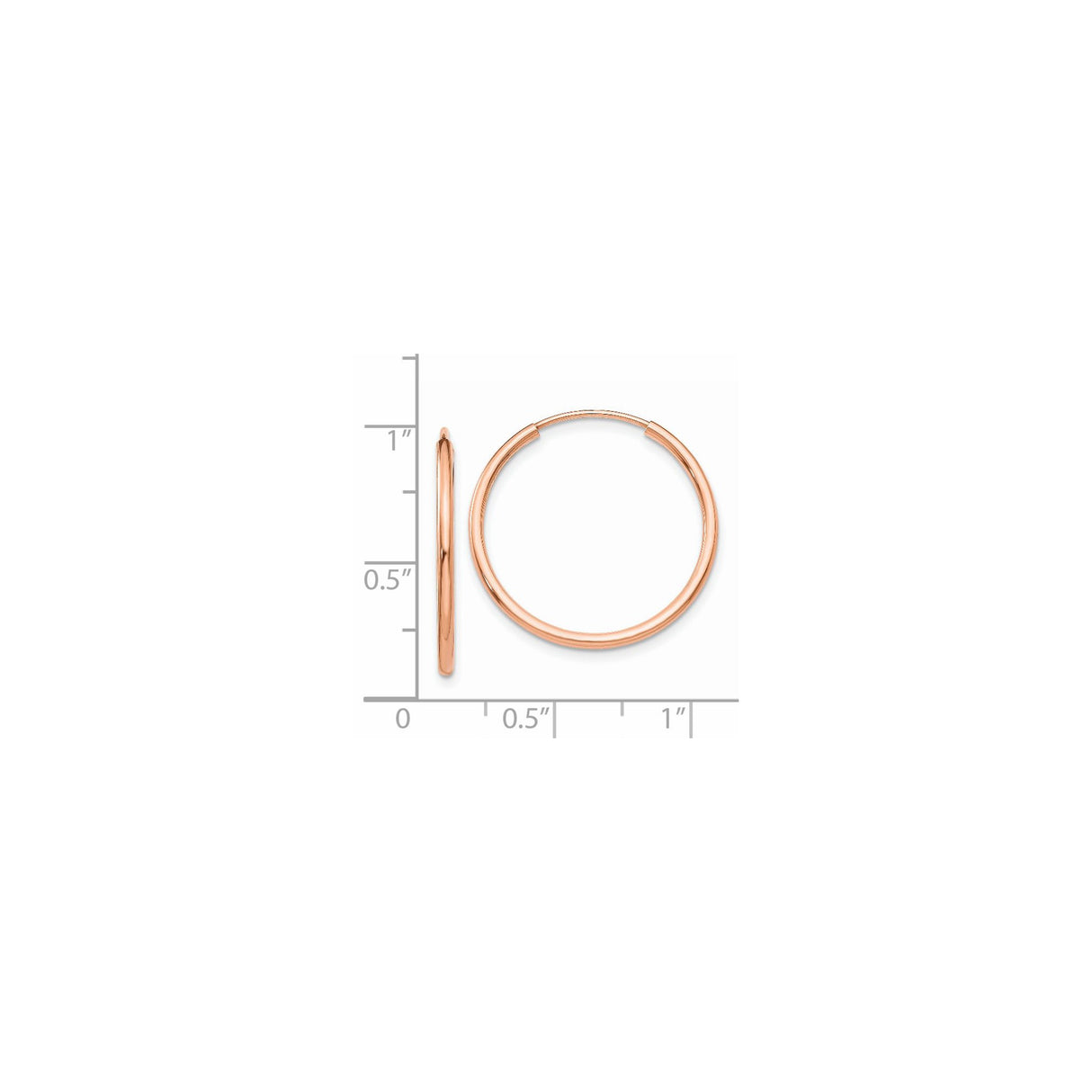 14k Rose Gold Hoop Earrings, Polished Endless Lightweight Round Design, Minimalist Jewelry for Women