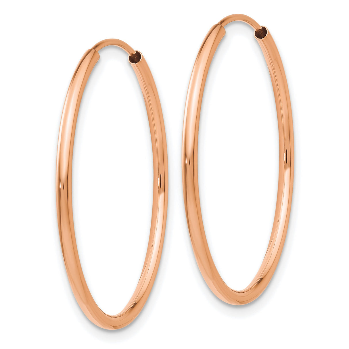 14k Rose Gold Hoop Earrings, Polished Minimalist Design, Lightweight Everyday Jewelry