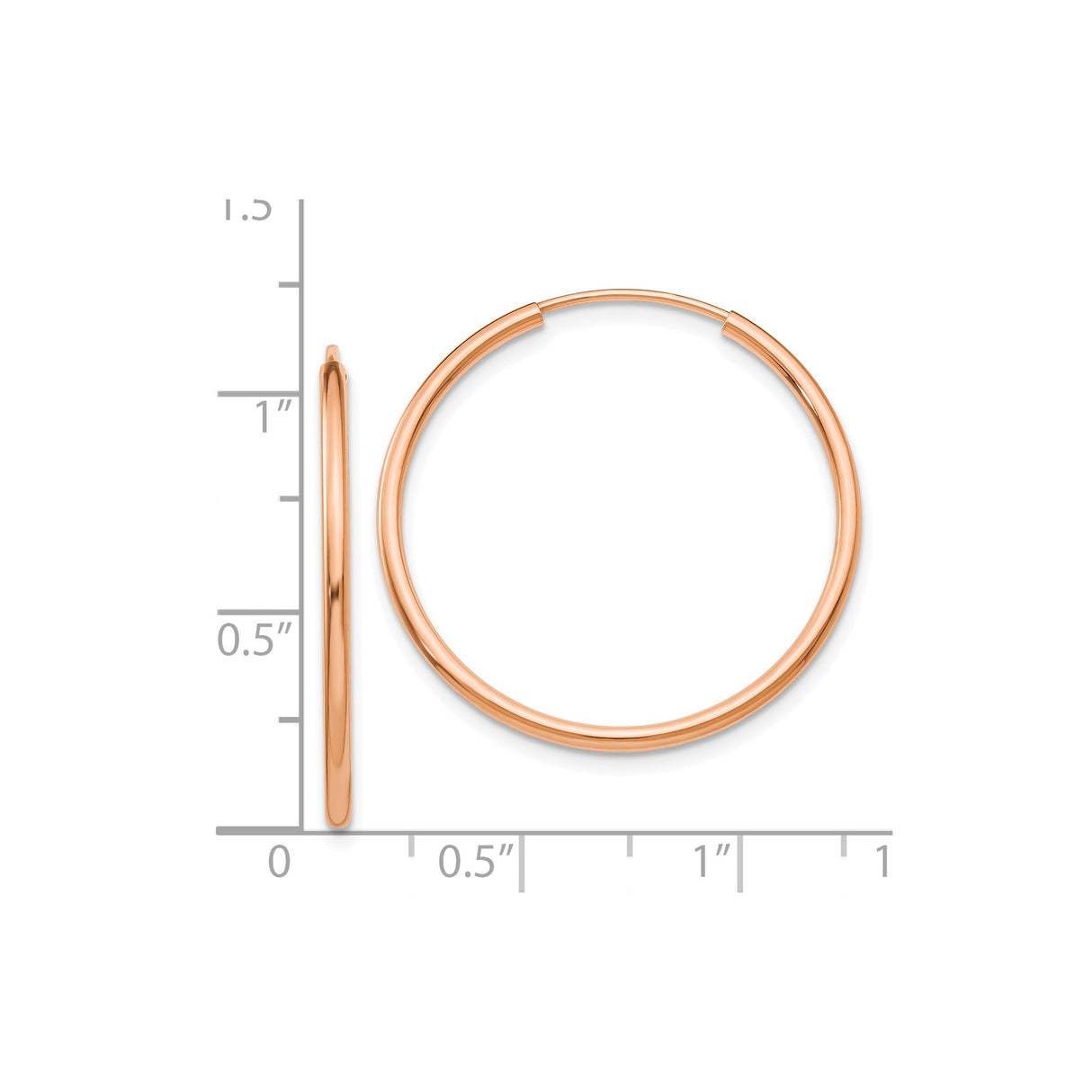 14k Rose Gold Hoop Earrings, Polished Minimalist Design, Lightweight Everyday Jewelry