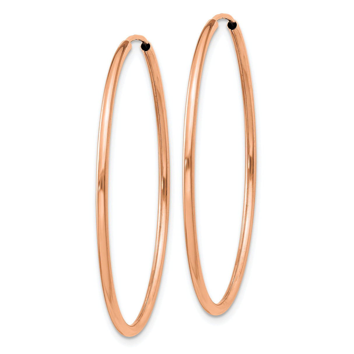 14k Rose Gold Hoop Earrings, Classic Round Polished Lightweight Design for Women