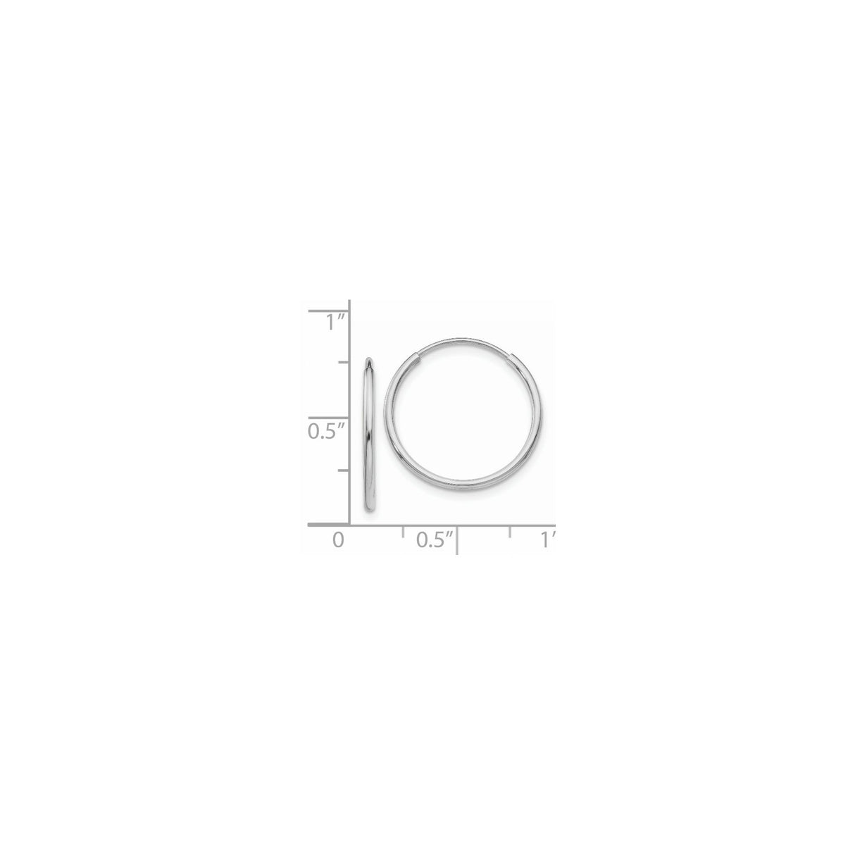 14k White Gold Hoop Earrings, Simple Polished Minimalist Style for Women