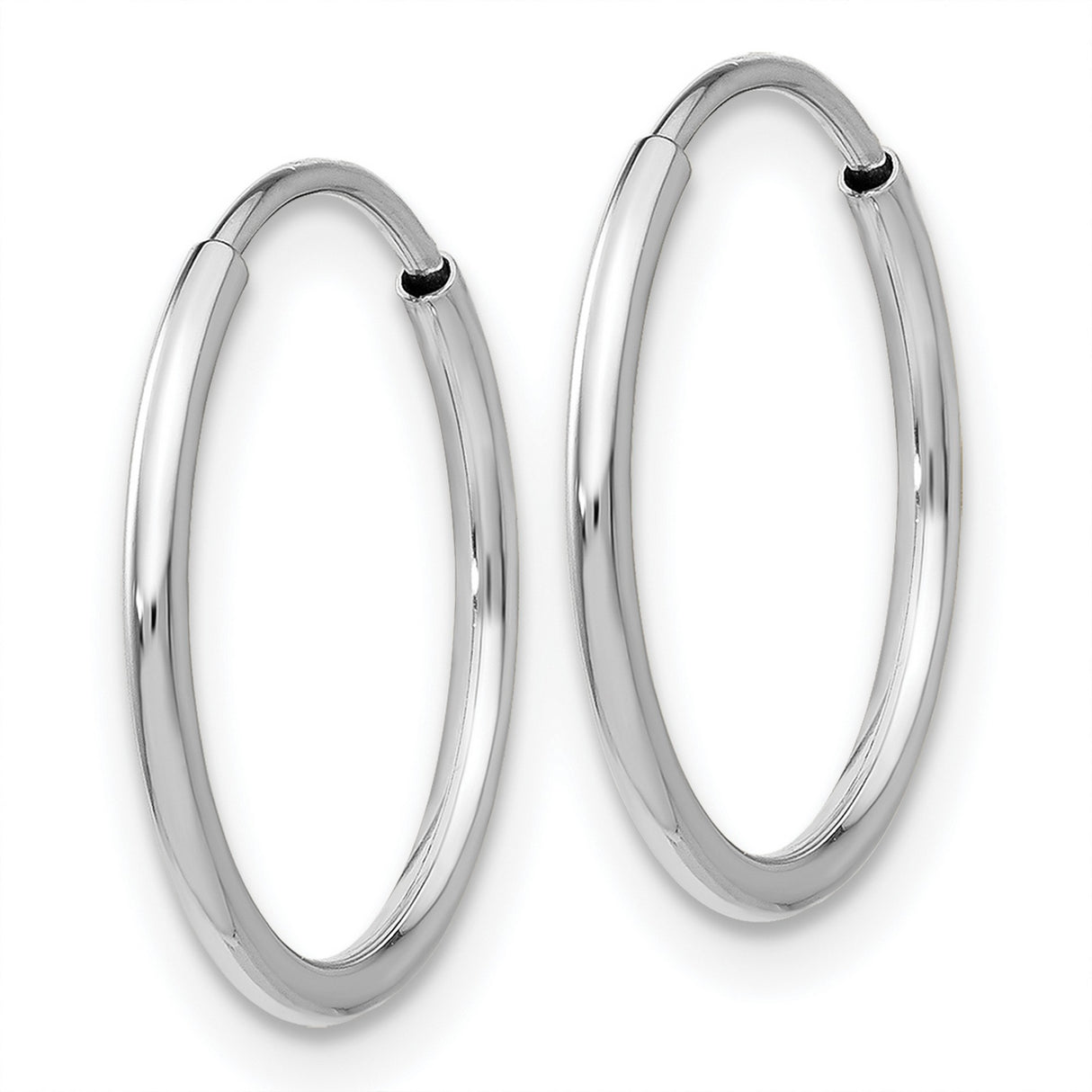 14k White Gold Hoop Earrings, Polished Minimalist Design for Women and Men
