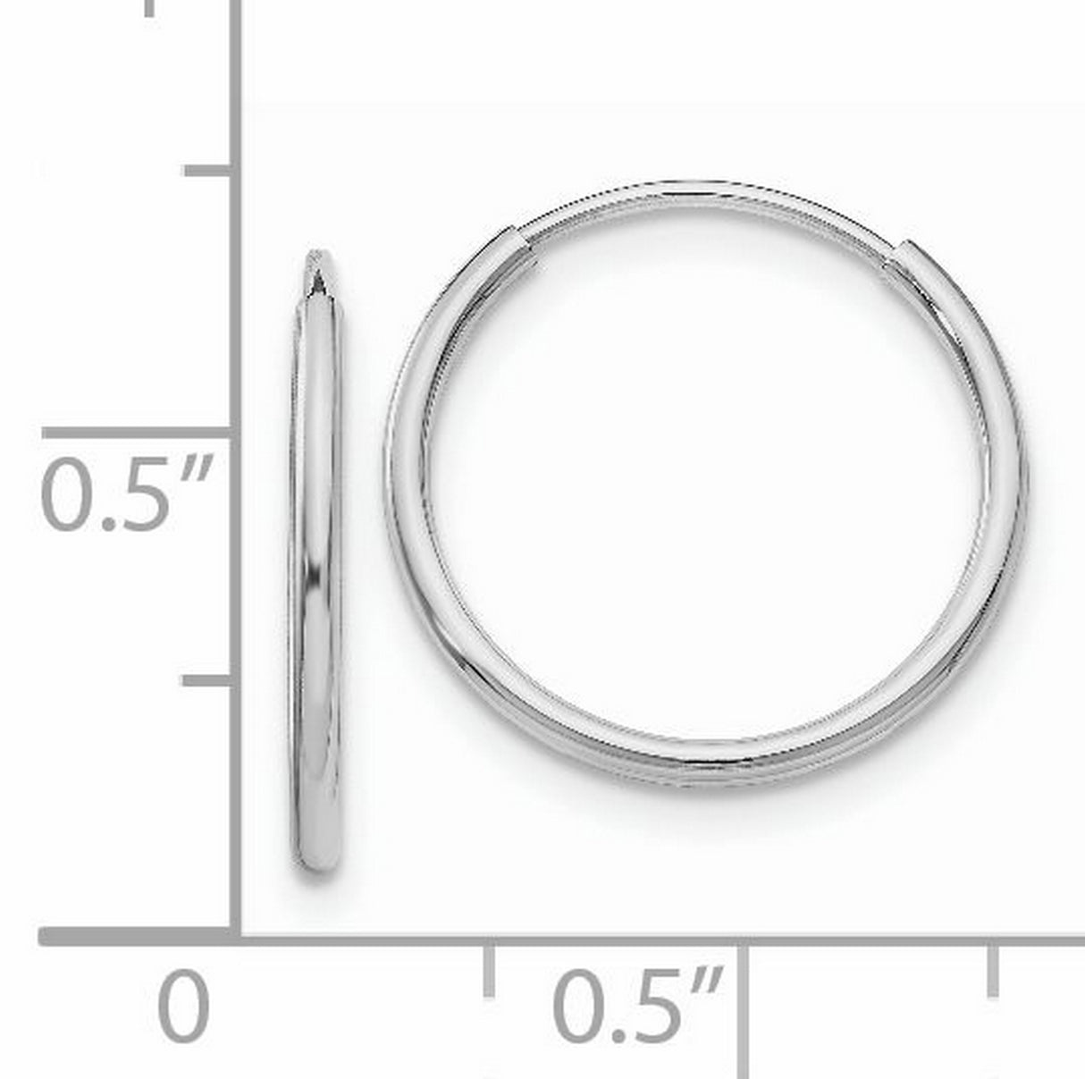 14k White Gold Hoop Earrings, Polished Minimalist Design for Women and Men