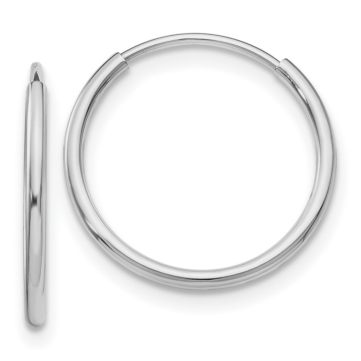 14k White Gold Hoop Earrings, Polished Minimalist Design for Women and Men