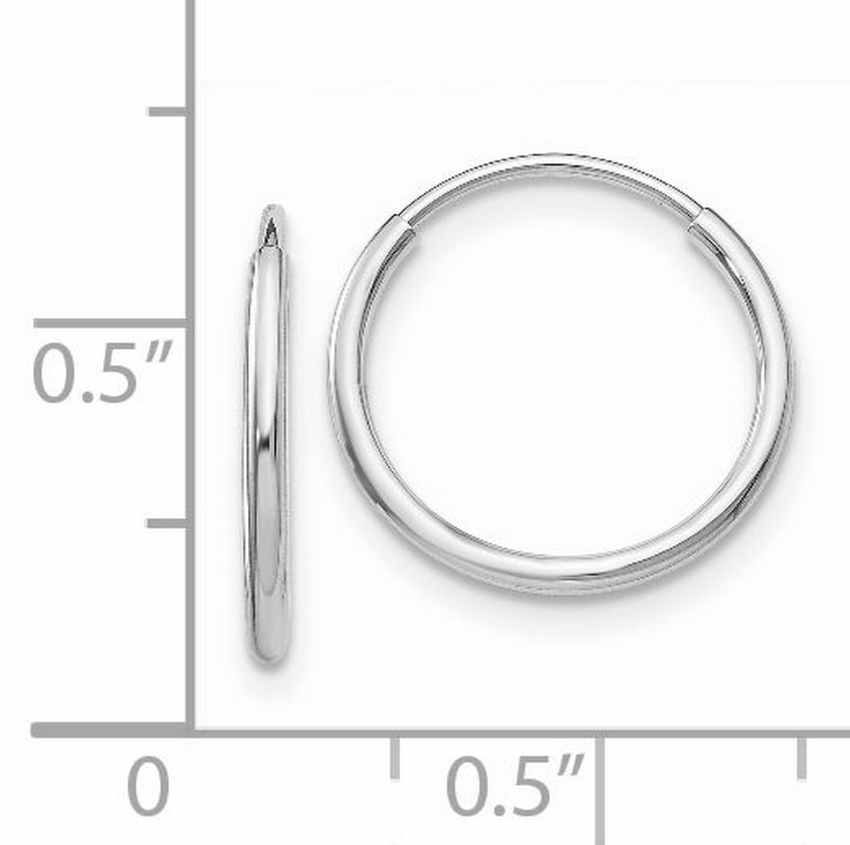 14k White Gold Hoop Earrings, Smooth Seamless Finish, Lightweight Minimalist Design for Women