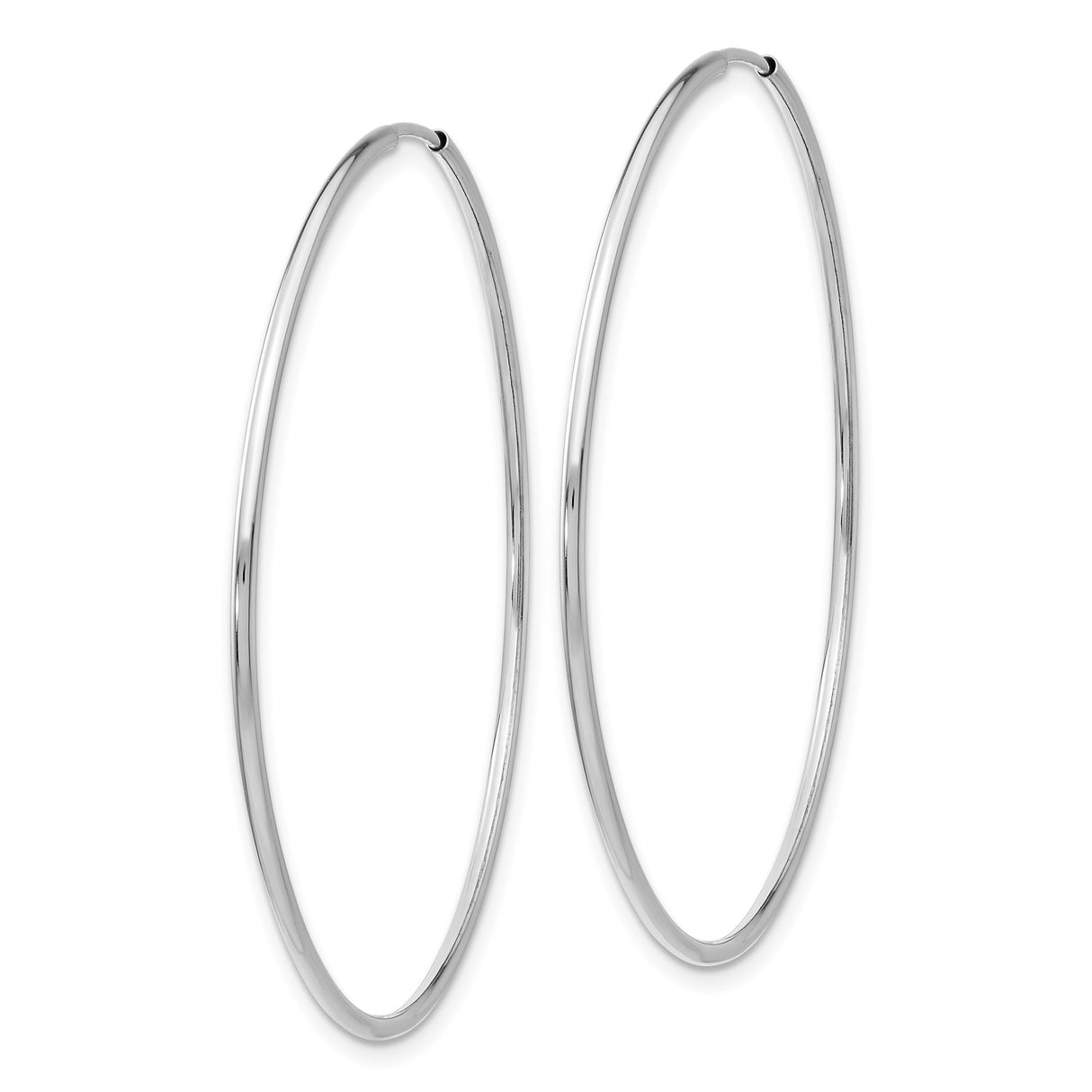 14k White Gold Hoop Earrings, Lightweight Polished Minimalist Round Design for Women