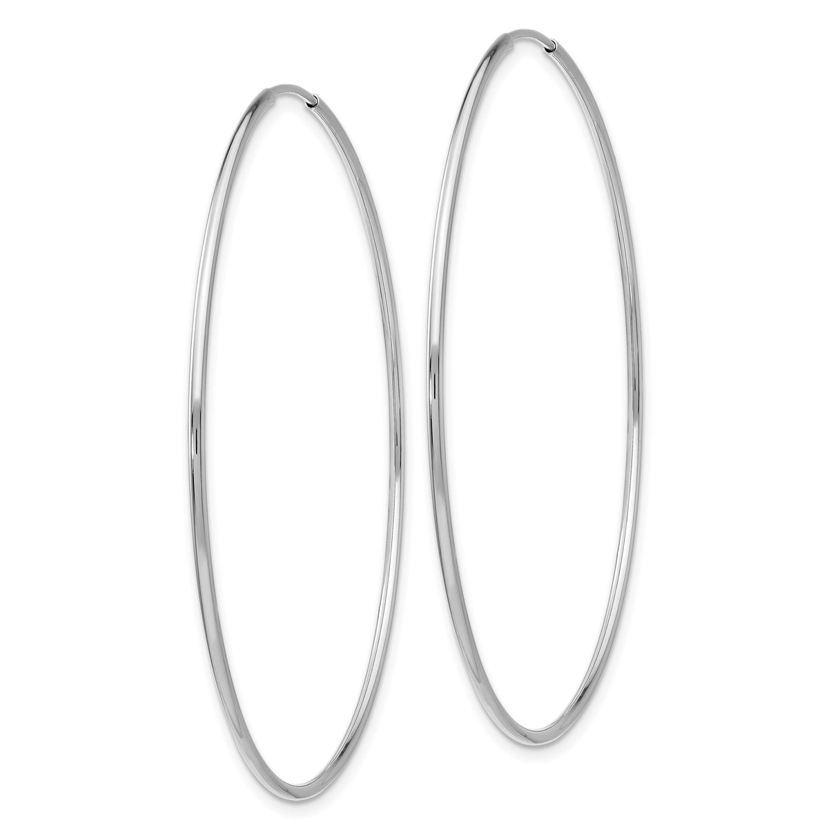 14k White Gold Hoop Earrings, Large Thin Wire Hoops with Minimalist Design for Women