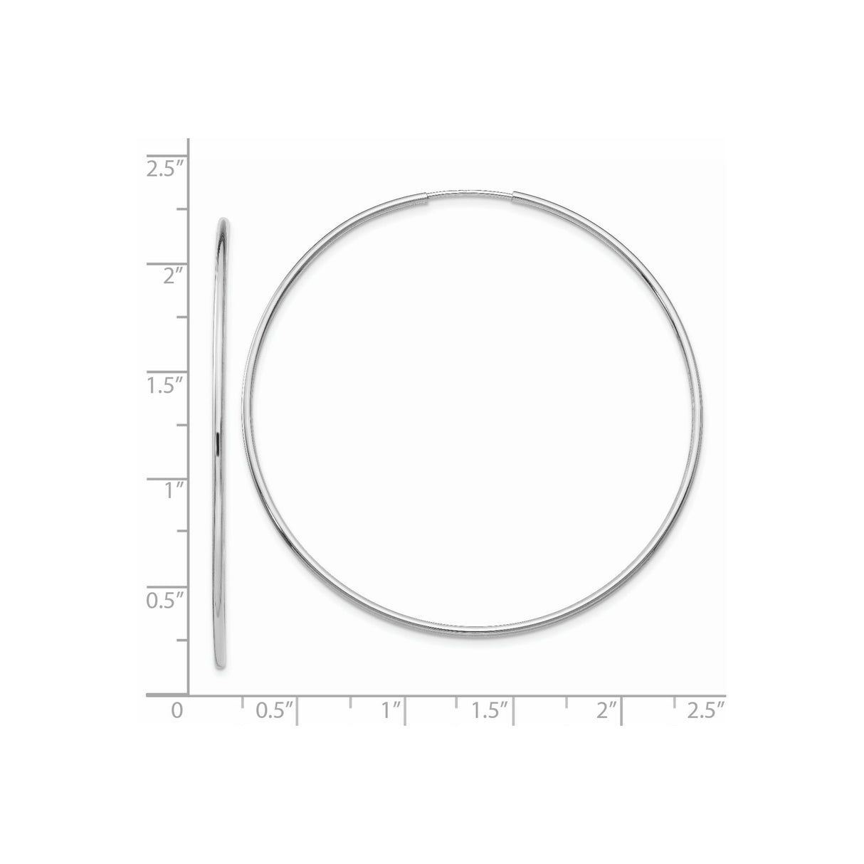 14k White Gold Hoop Earrings, Large Thin Wire Hoops with Minimalist Design for Women