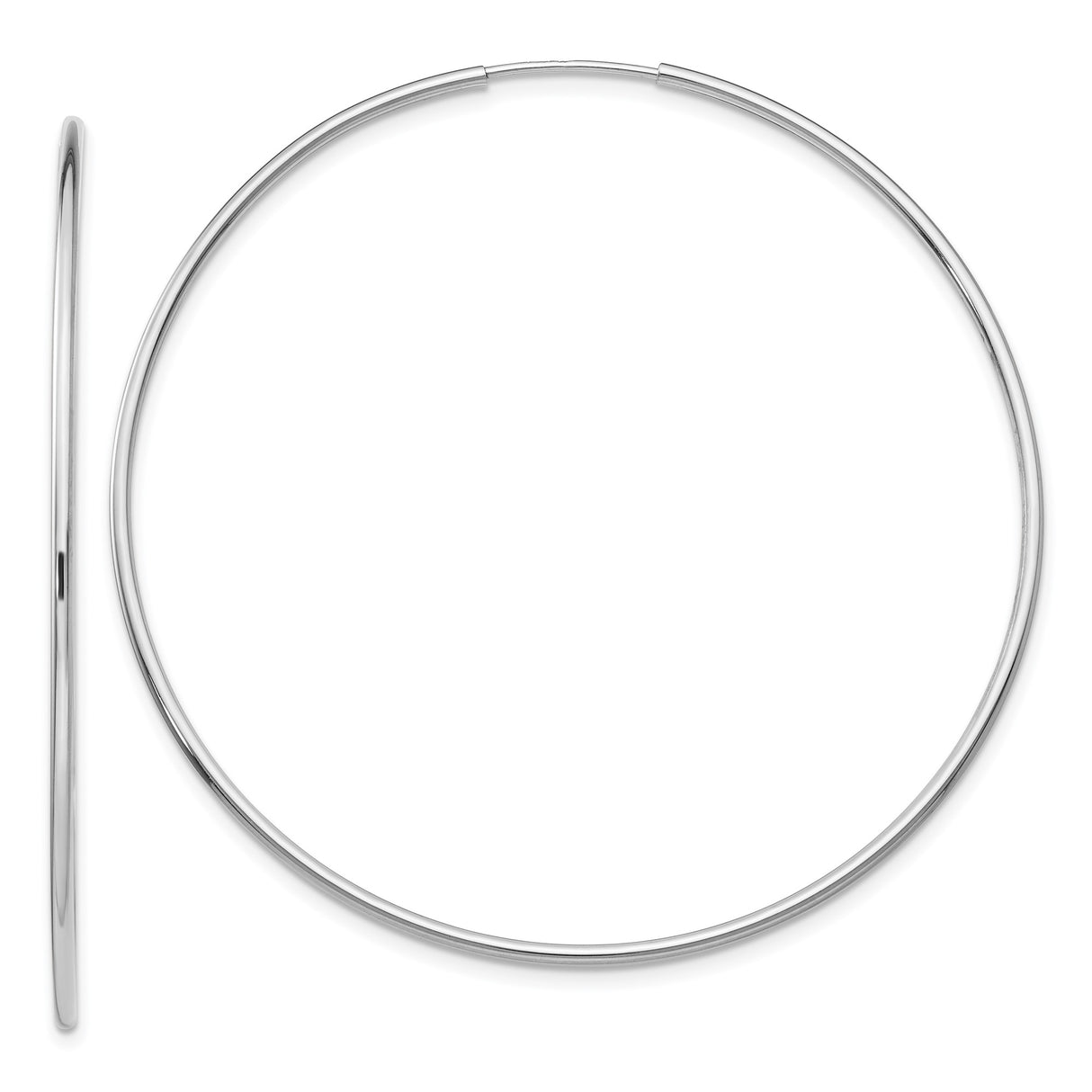 14k White Gold Hoop Earrings, Large Thin Wire Hoops with Minimalist Design for Women