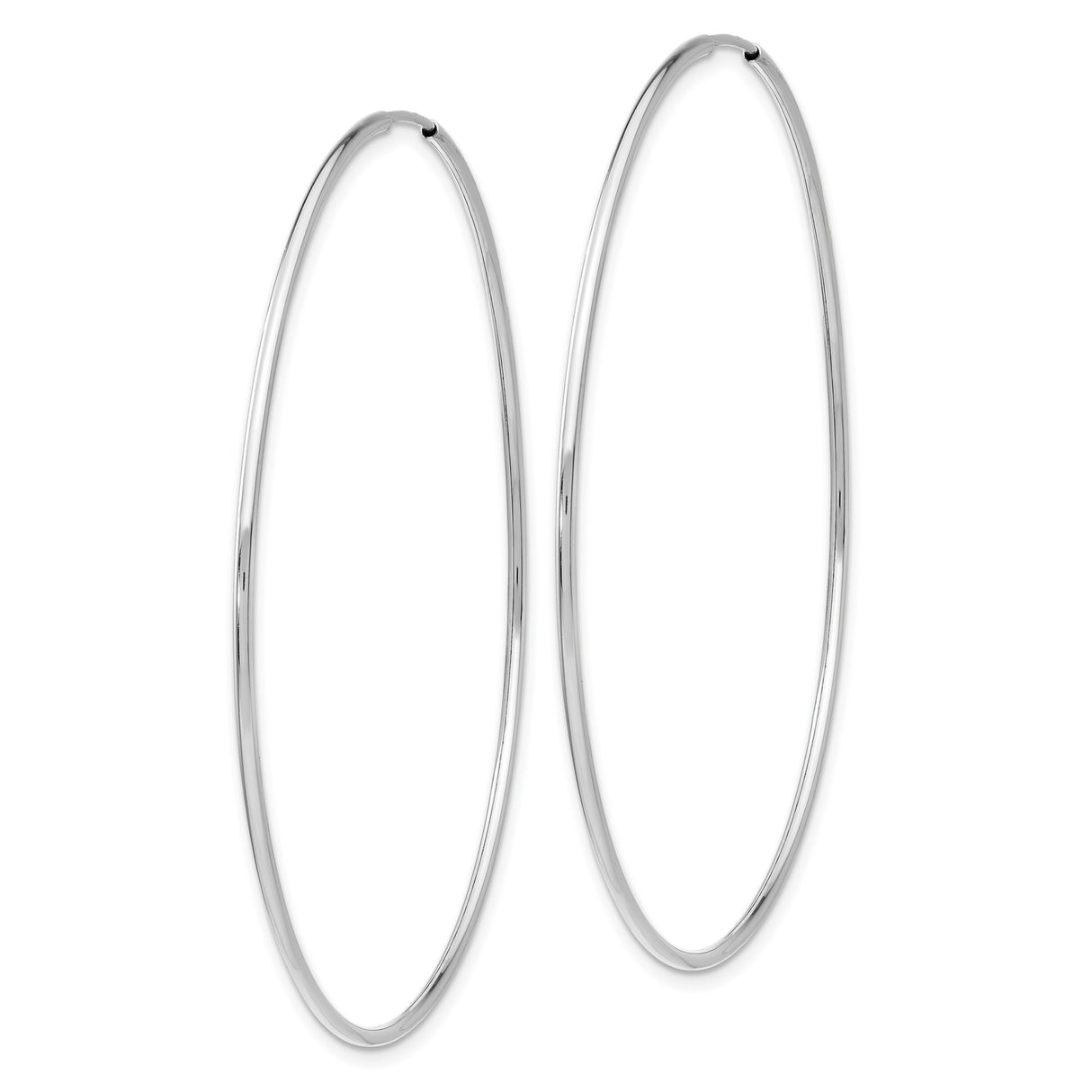 14k White Gold Hoop Earrings, Classic Round Lightweight Design for Women