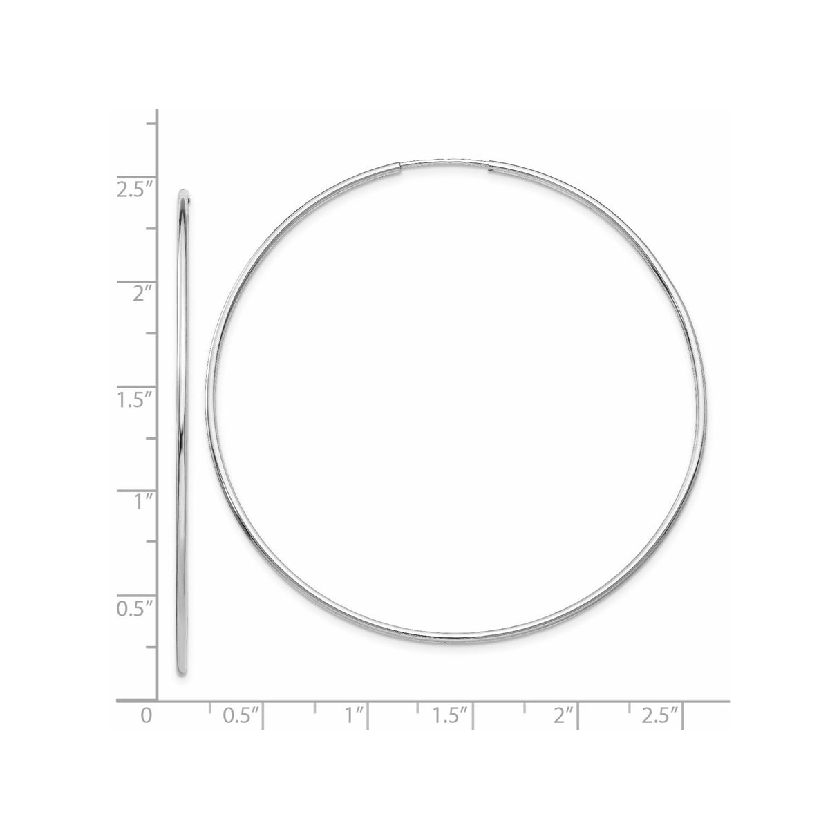 14k White Gold Hoop Earrings, Classic Round Lightweight Design for Women