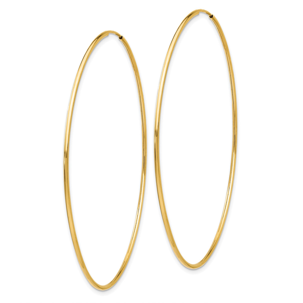 14k Yellow Gold Hoop Earrings, Thin Round Lightweight Polished Style for Women