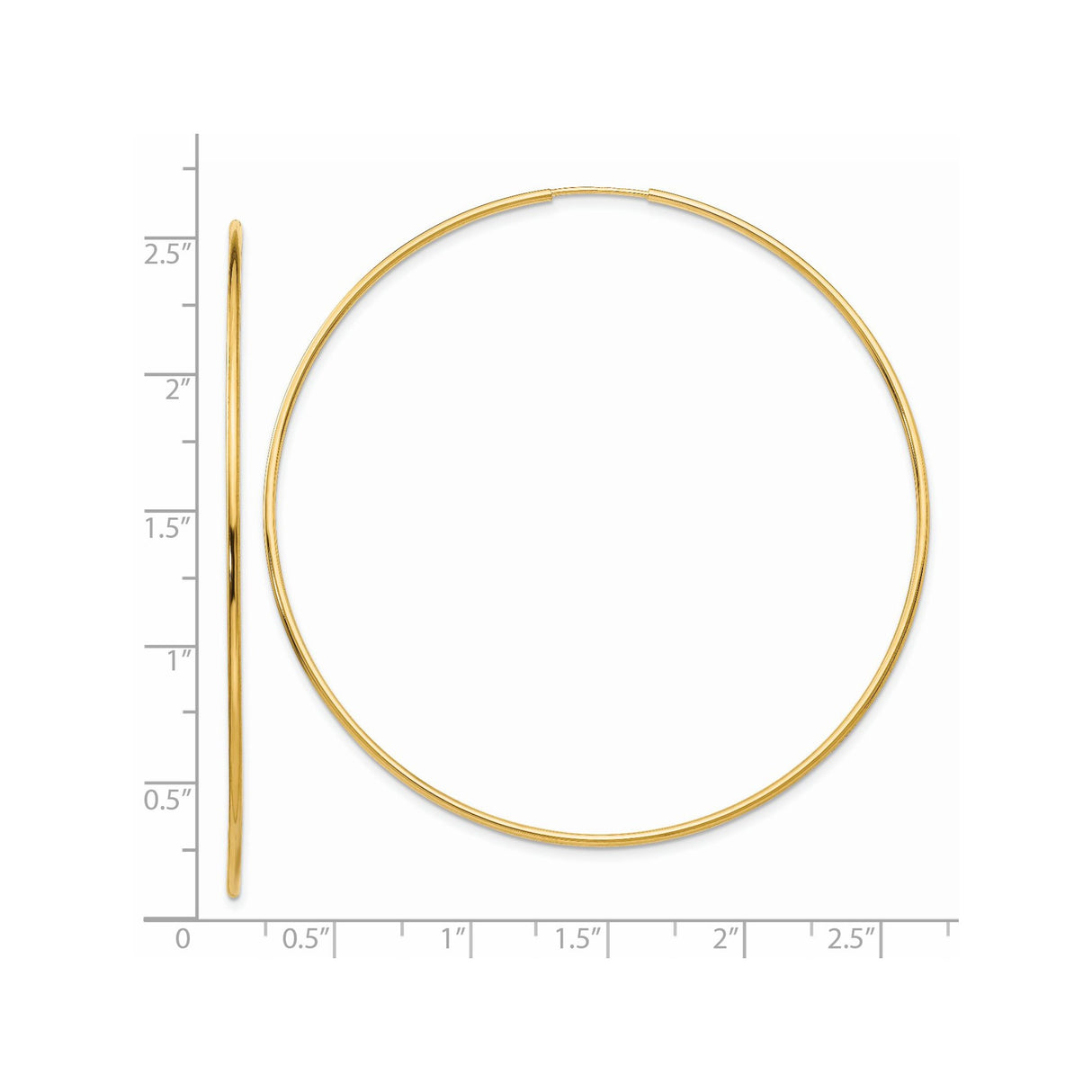 14k Yellow Gold Hoop Earrings, Thin Round Lightweight Polished Style for Women