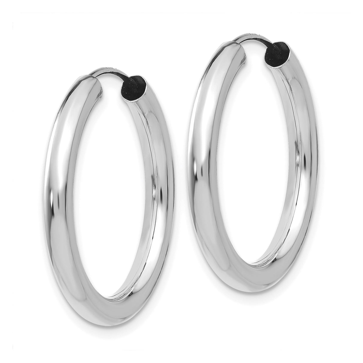 14k White Gold Hoop Earrings, Lightweight Polished Endless Design for Women