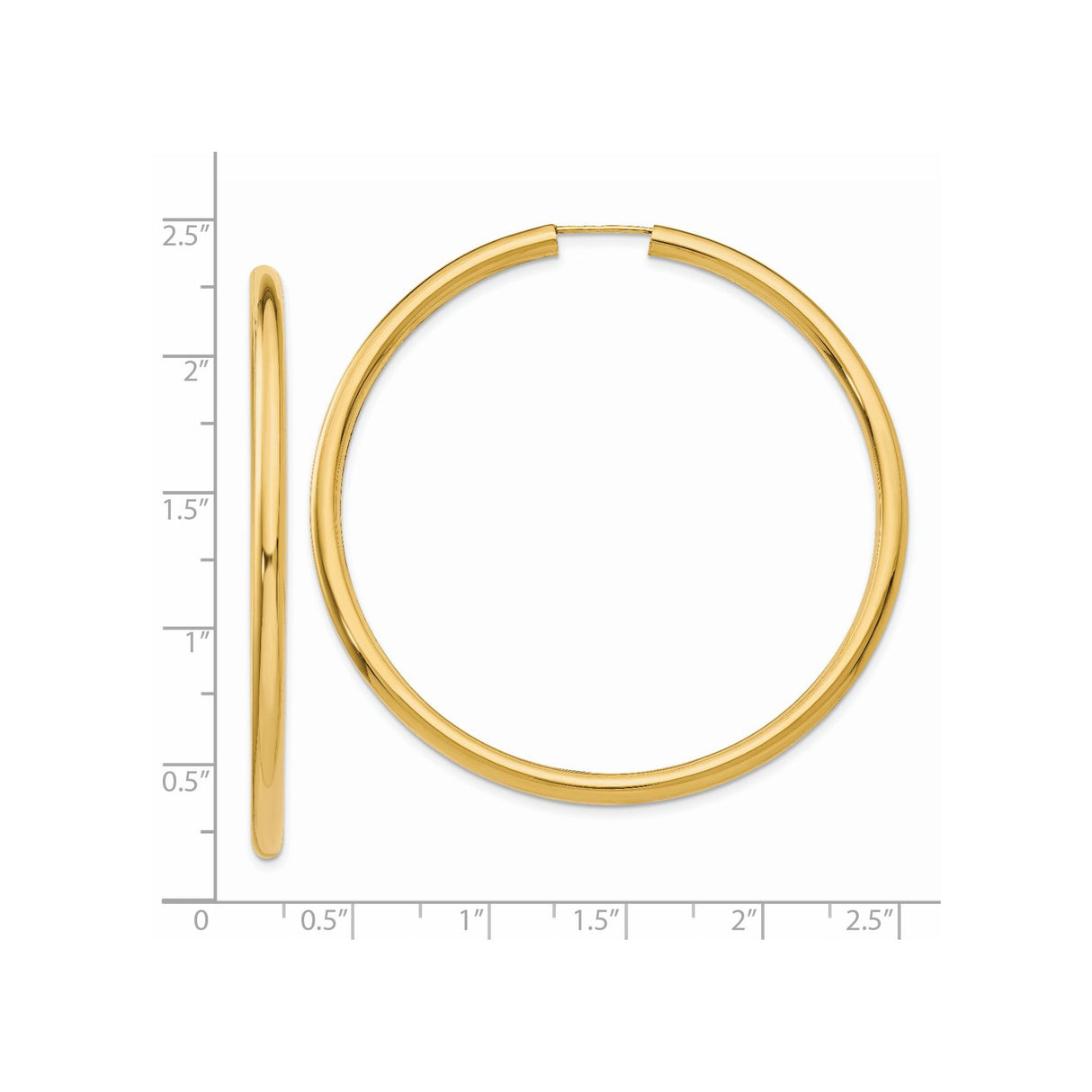 14k Yellow Gold Hoop Earrings, Classic Round Polished Finish, Lightweight Tube Style Jewelry