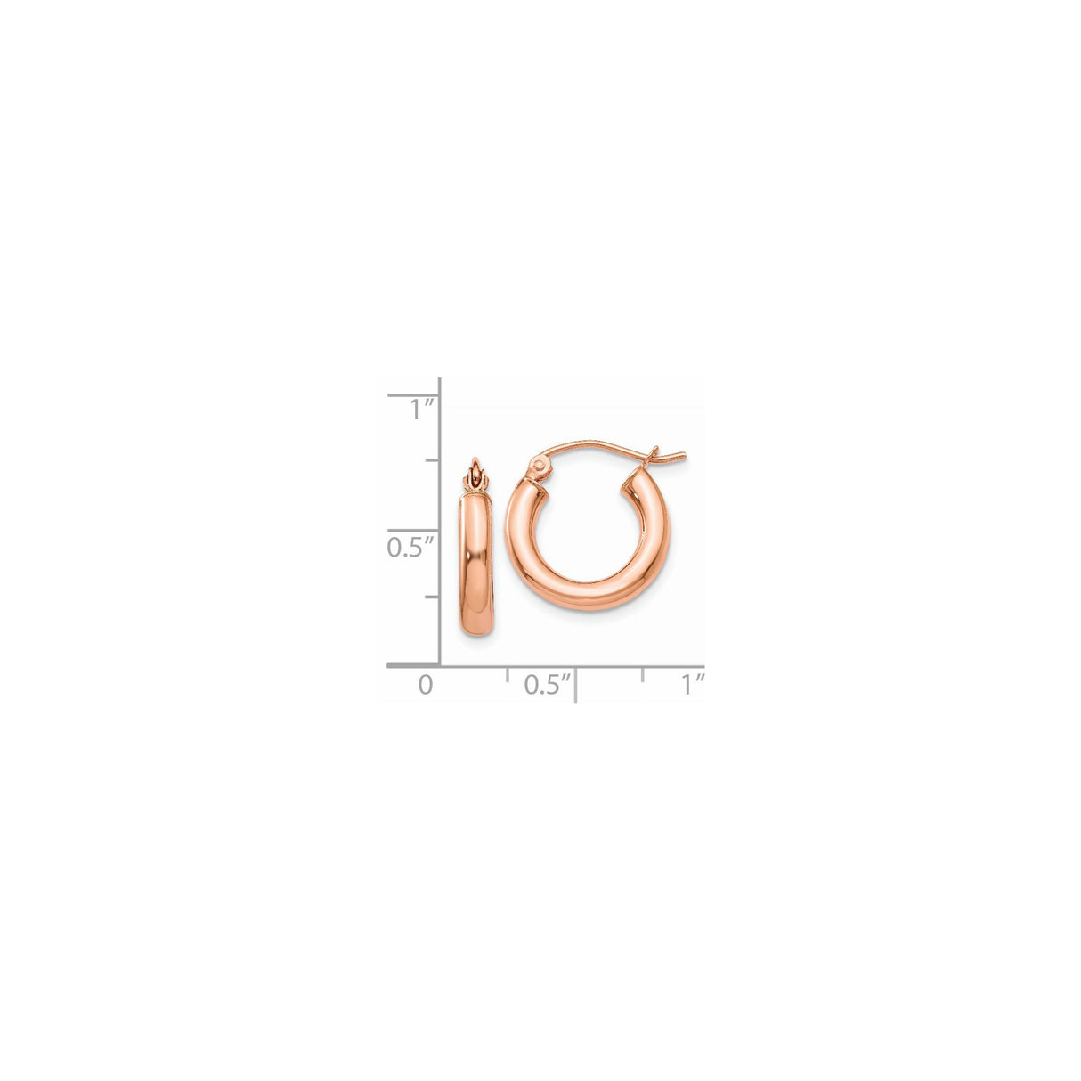 14k Rose Gold Hoop Earrings, Medium Round Design with Latch Back, Minimalist Everyday Style