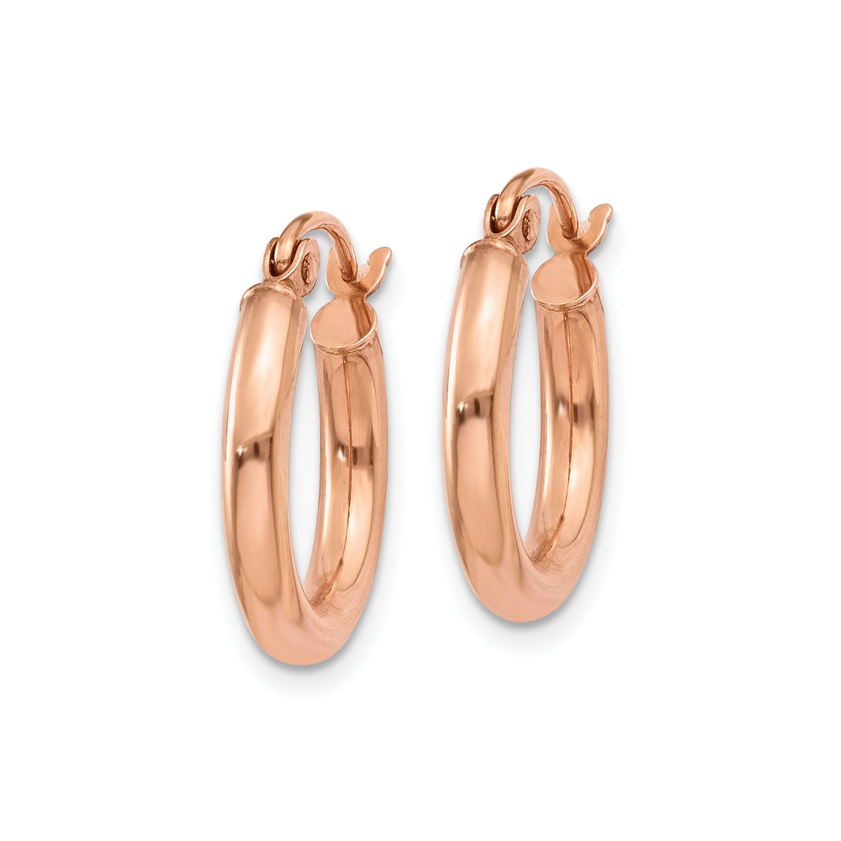 14k Rose Gold Hoop Earrings, Smooth Polished Finish, Minimalist Modern Style for Women