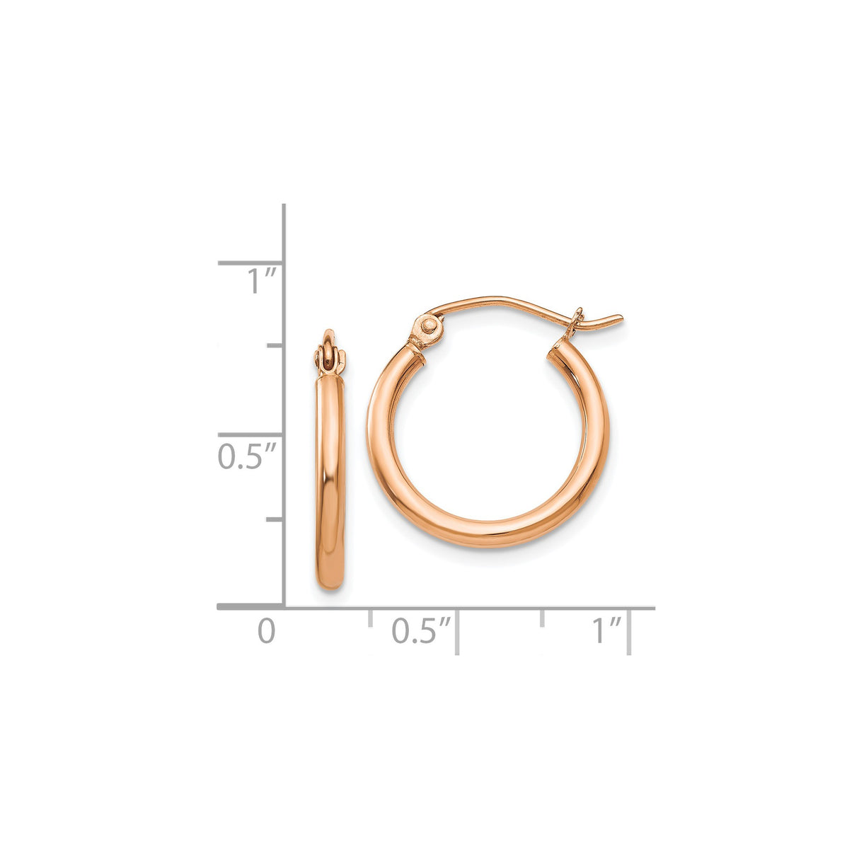 14k Rose Gold Hoop Earrings, Smooth Polished Finish, Minimalist Modern Style for Women