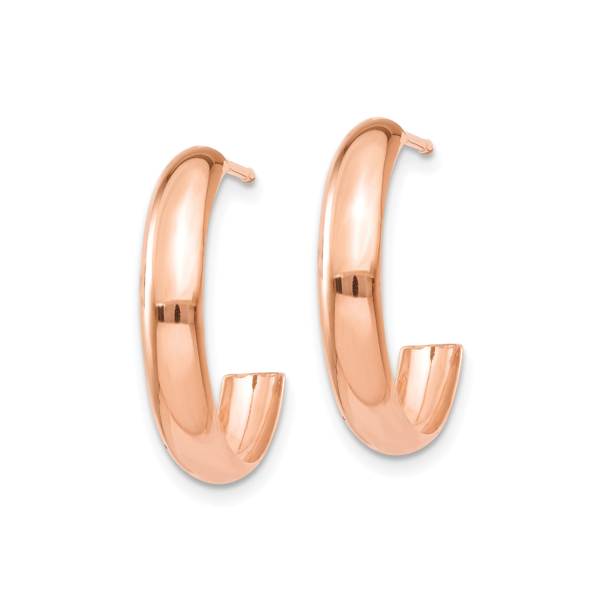 14k Rose Gold Hoop Earrings, Polished Finish, Minimalist Lightweight Design for Women