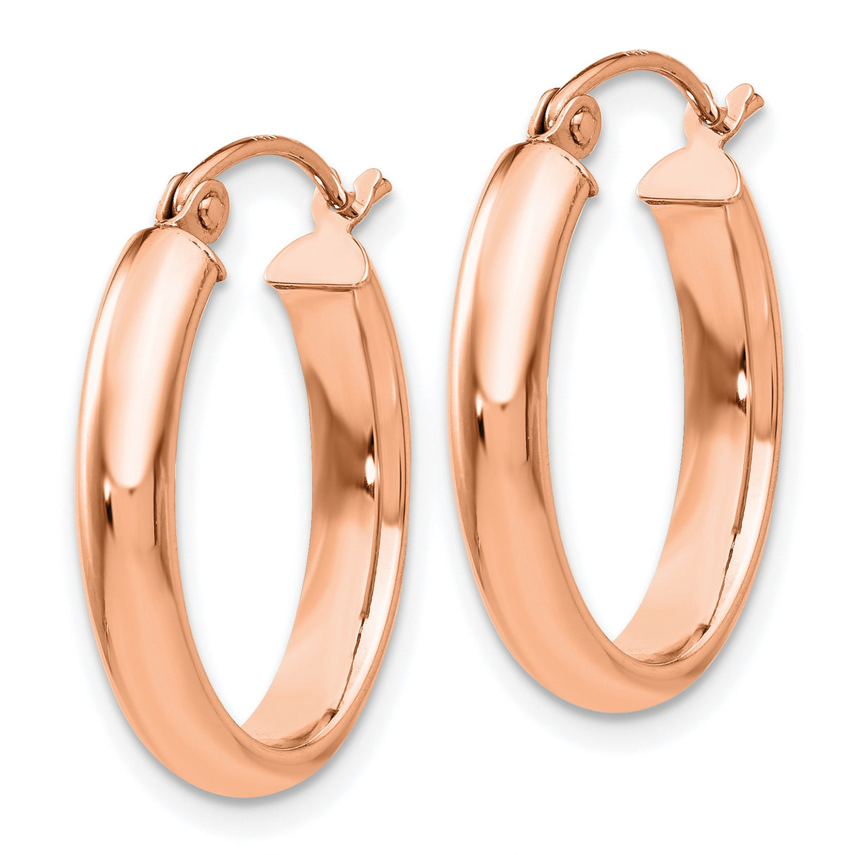 14k Rose Gold Oval Hoop Earrings, Lightweight High Polish Minimalist Style for Women