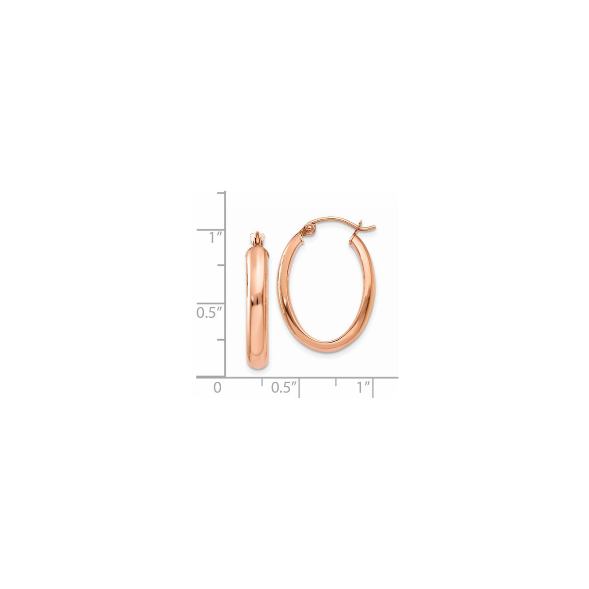 14k Rose Gold Oval Hoop Earrings, Sleek Lightweight Minimalist Style For Women