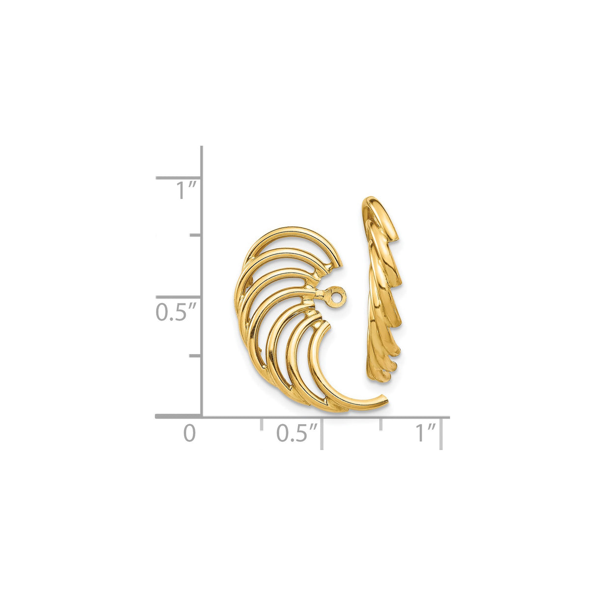 14k Yellow Gold Half Hoop Earrings with Layered Open Swirl Design for Women