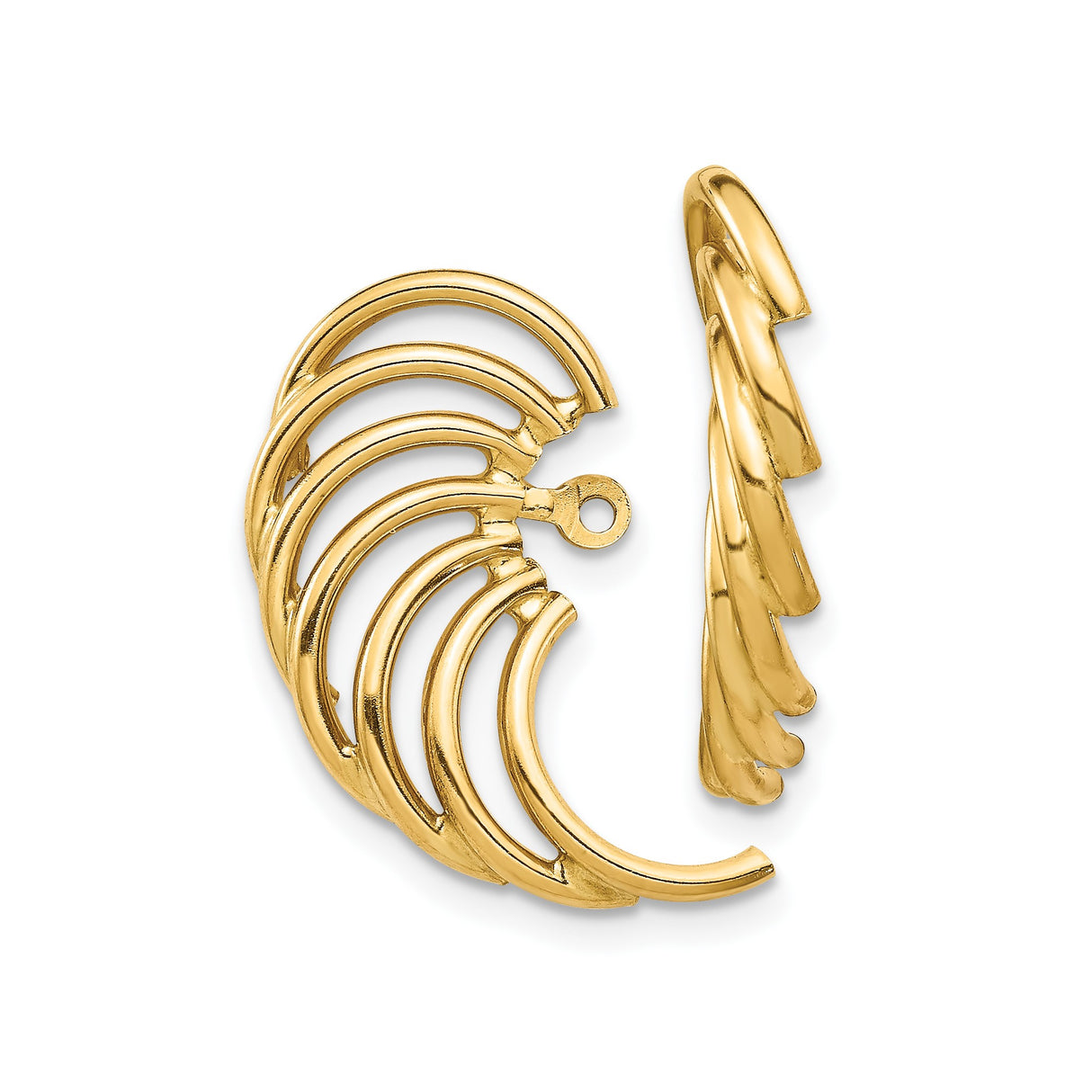 14k Yellow Gold Half Hoop Earrings with Layered Open Swirl Design for Women