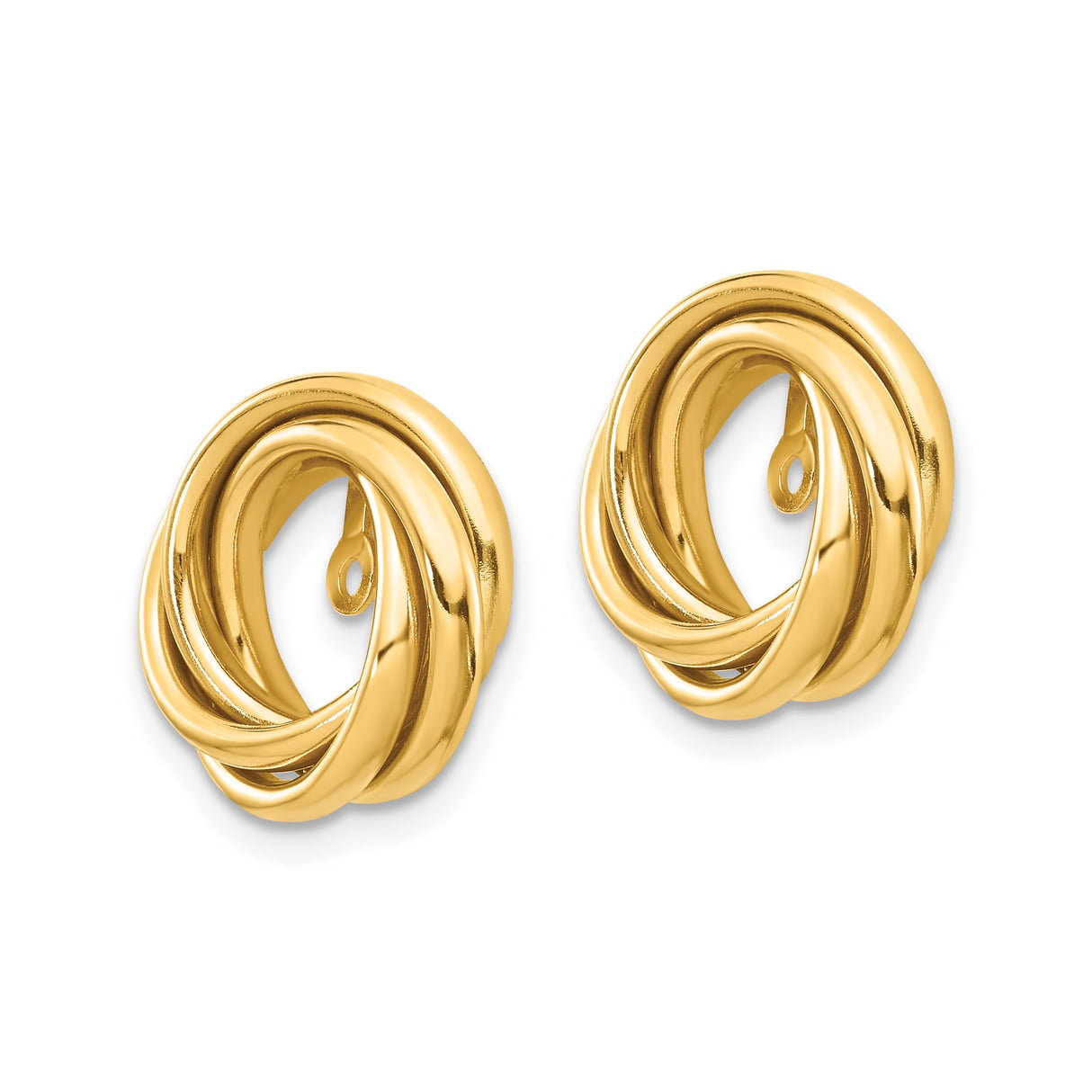 14k Yellow Gold Earring Jackets, Intertwined Circle Knot Design, Stud Enhancers for Women
