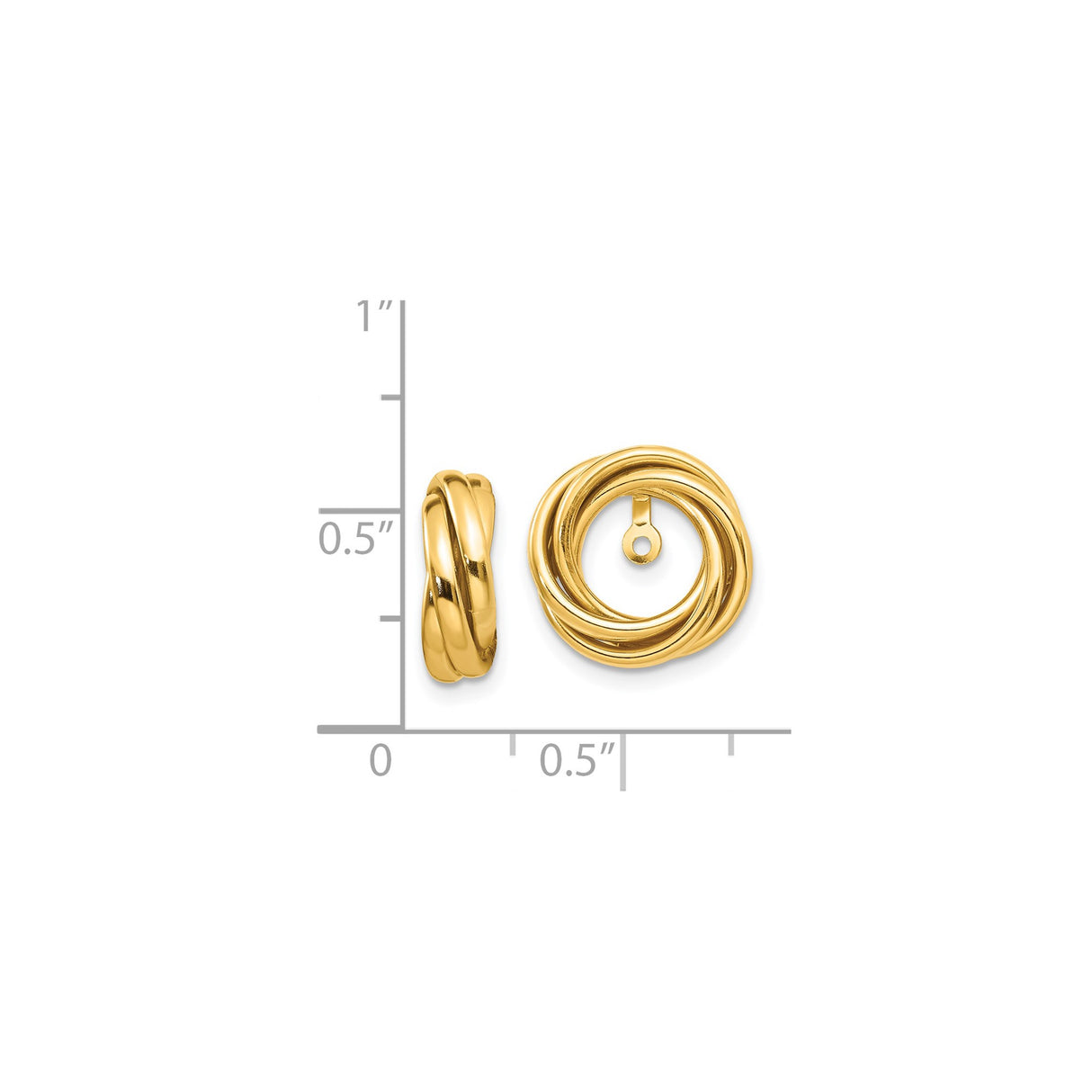 14k Yellow Gold Earring Jackets, Intertwined Circle Knot Design, Stud Enhancers for Women