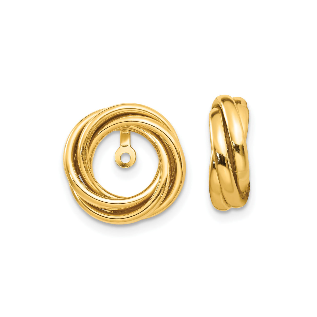 14k Yellow Gold Earring Jackets, Intertwined Circle Knot Design, Stud Enhancers for Women