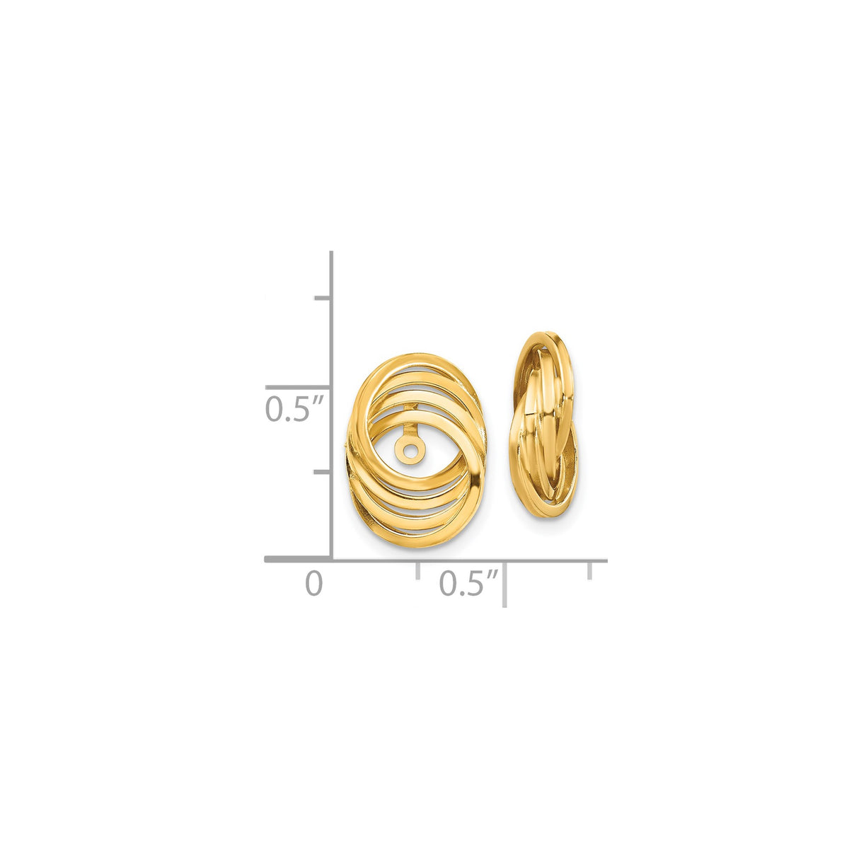 14k Yellow Gold Oval Hoop Earrings with Twisted Multi-Ring Design and Polished Finish