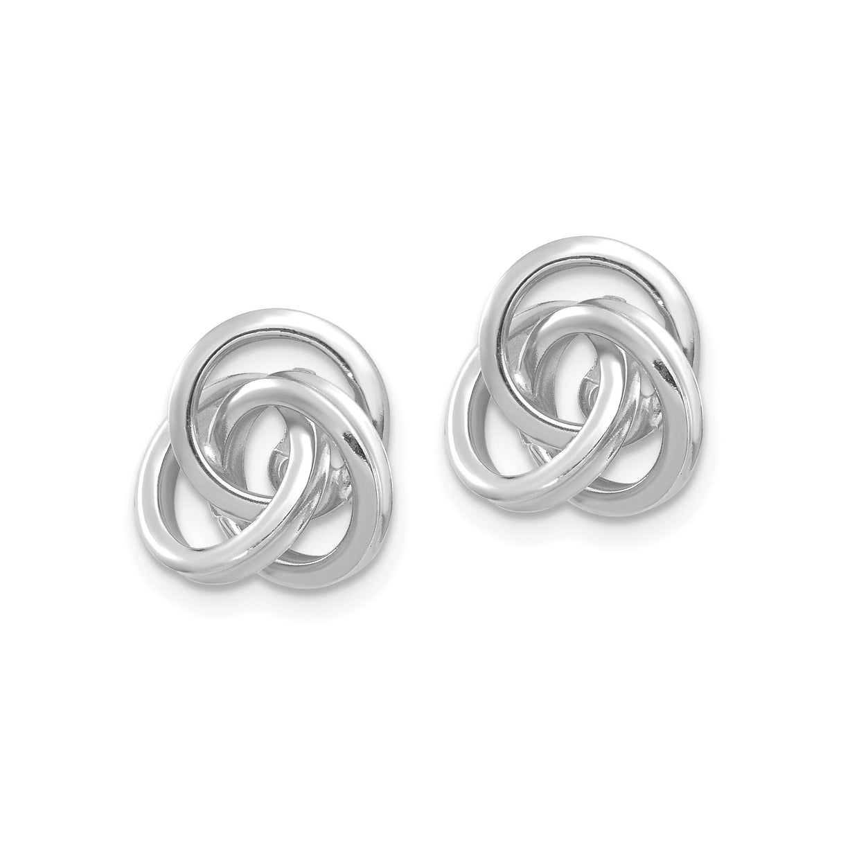 14k White Gold Love Knot Stud Earrings with Interlocking Circle Design for Women
