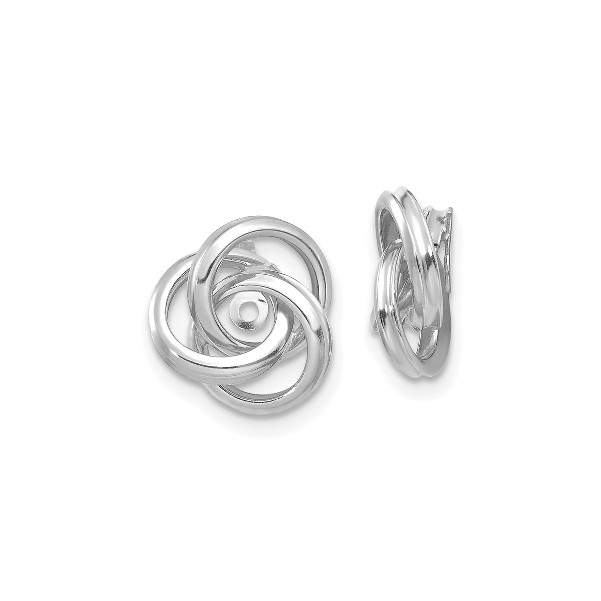 14k White Gold Love Knot Stud Earrings with Interlocking Circle Design for Women