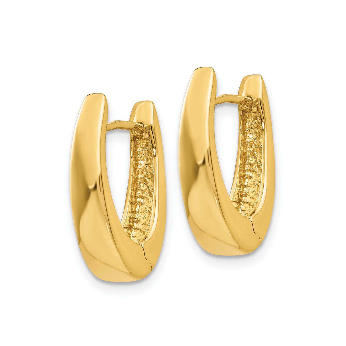 14k Yellow Gold Oval Hoop Earrings, Hinged Clasp, Smooth Polished Minimalist Design